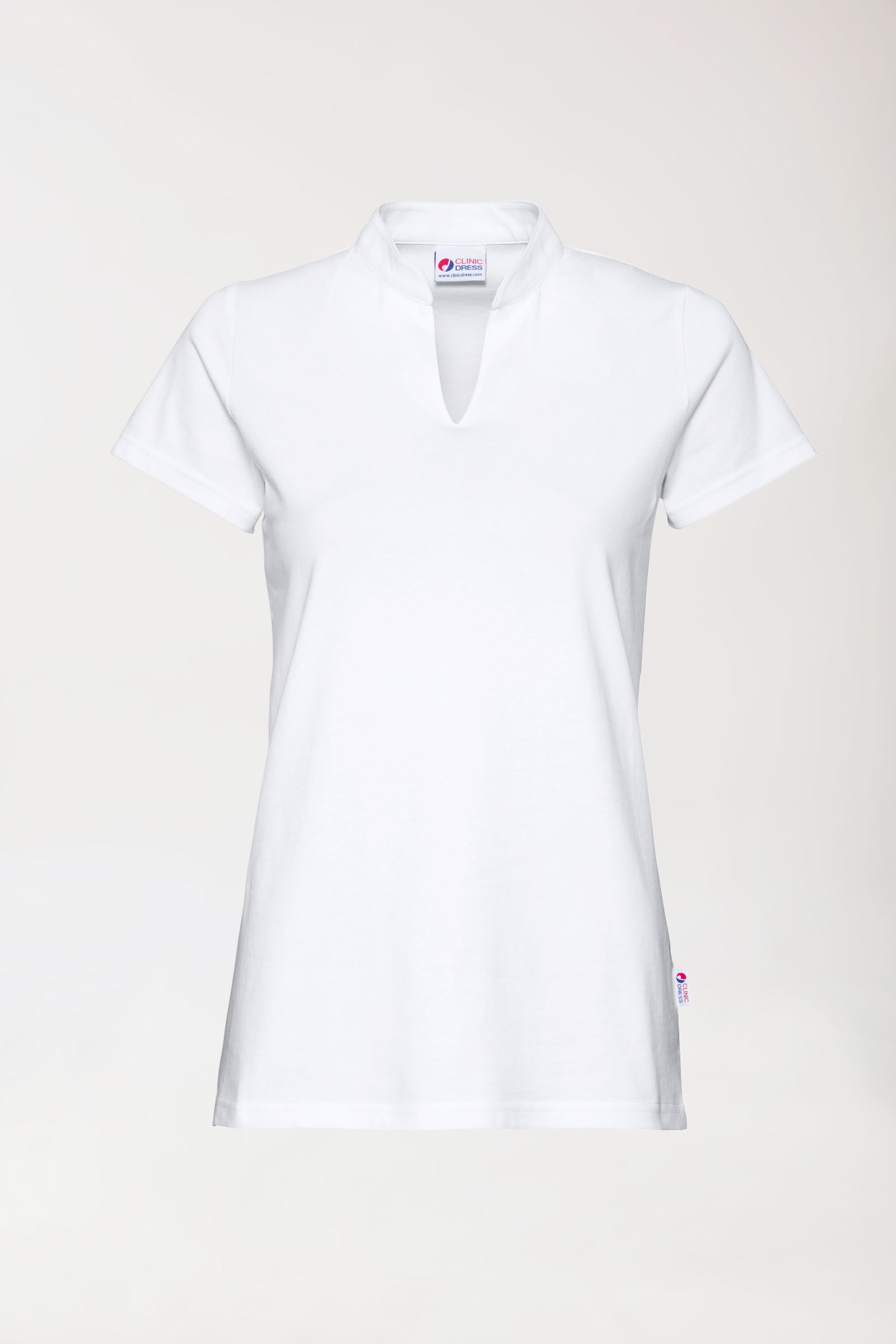 T-shirt Stretch Femme - Col officier blanc