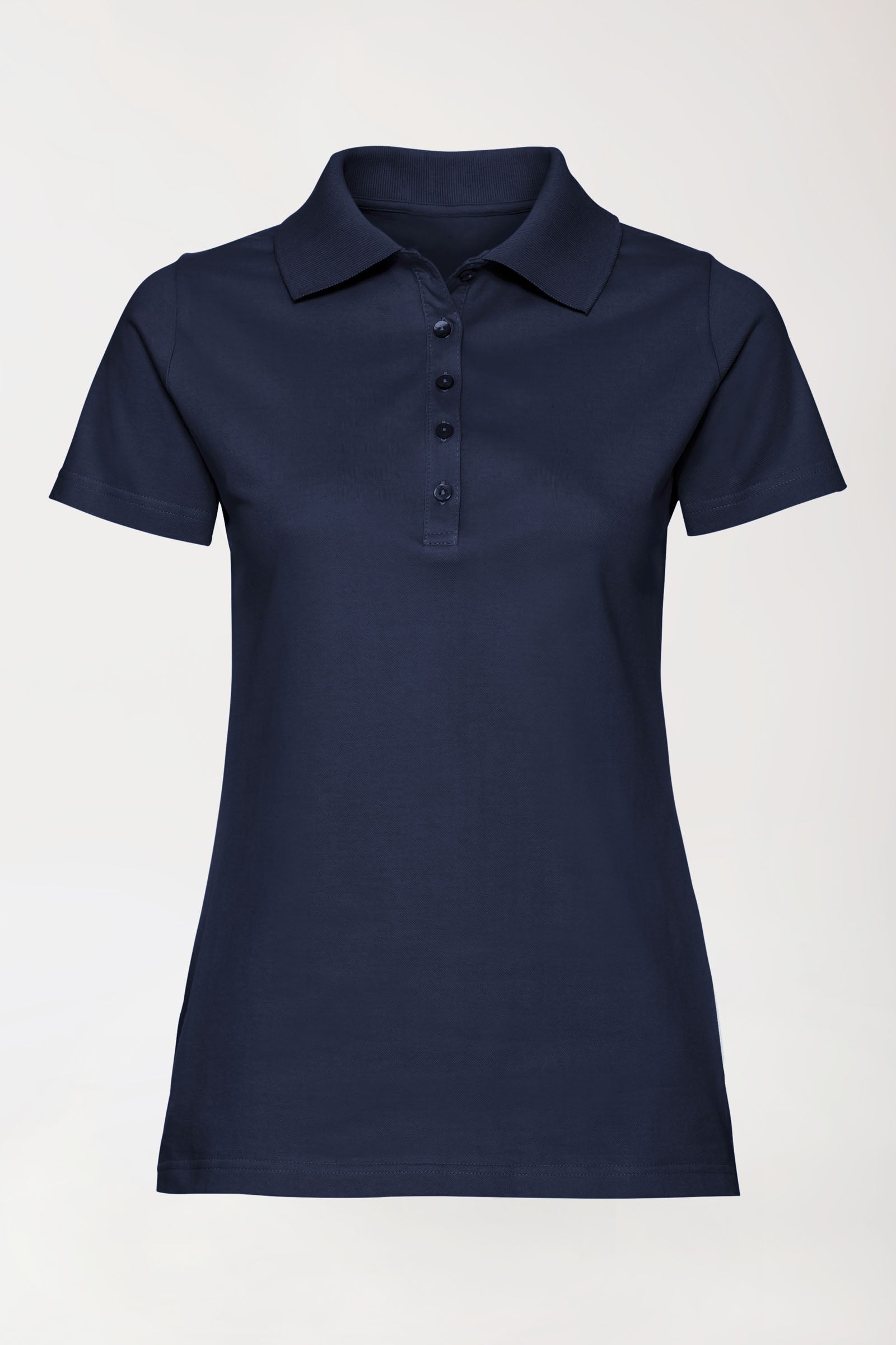 T-shirt Stretch Femme - Col polo bleu navy, Vue de face 