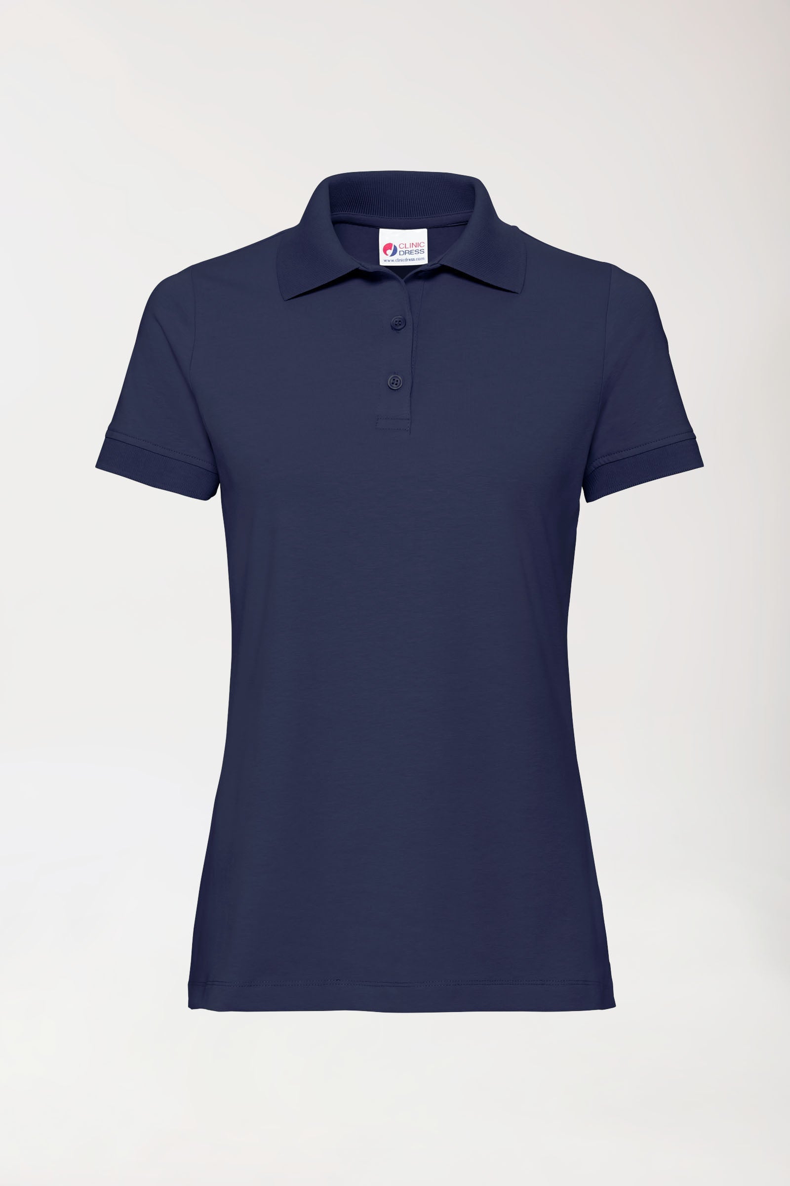 T-shirt Stretch Femme - Col polo - Boutonné bleu navy, Vue de face 