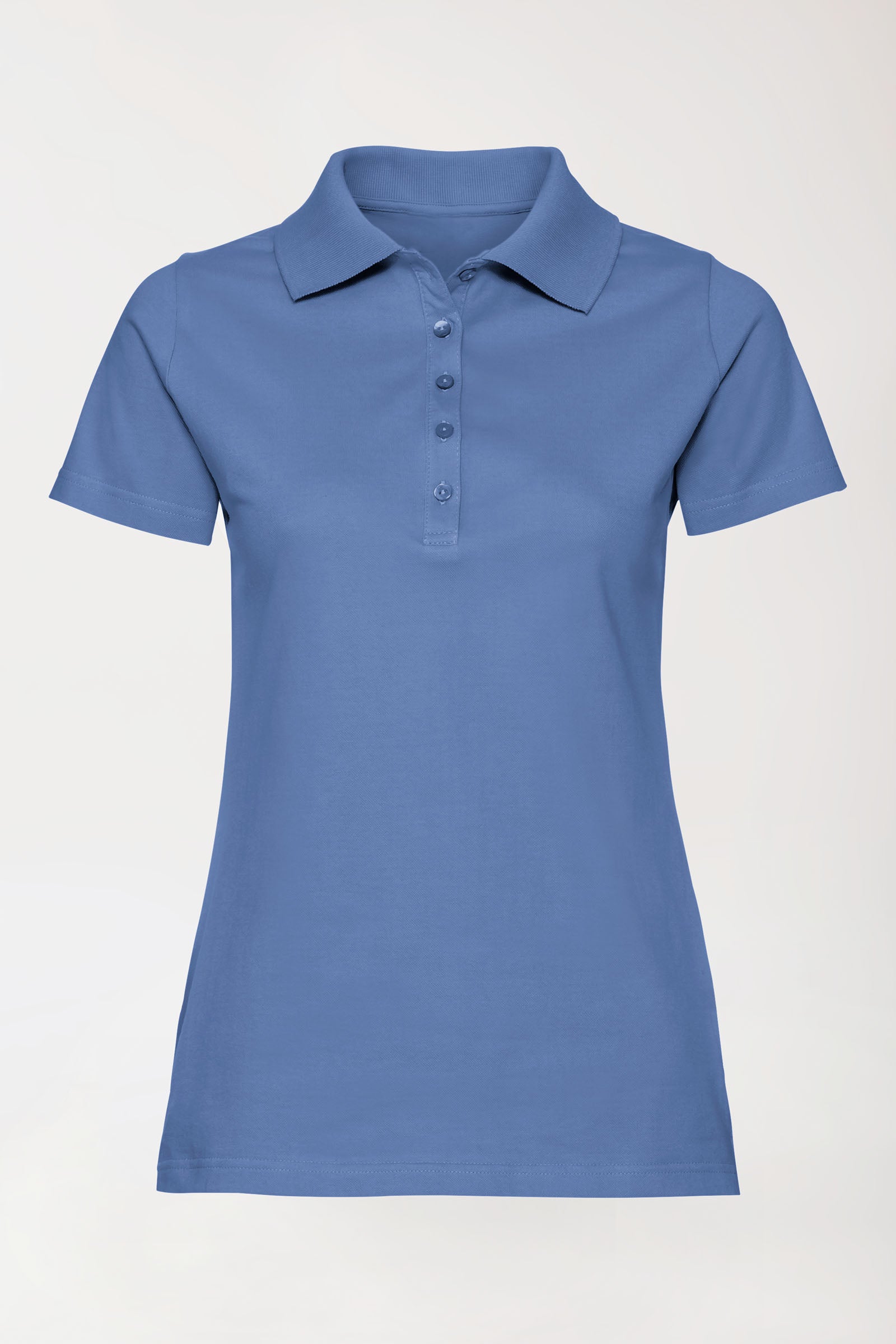 T-shirt Stretch Femme - Col polo bleu pétrole