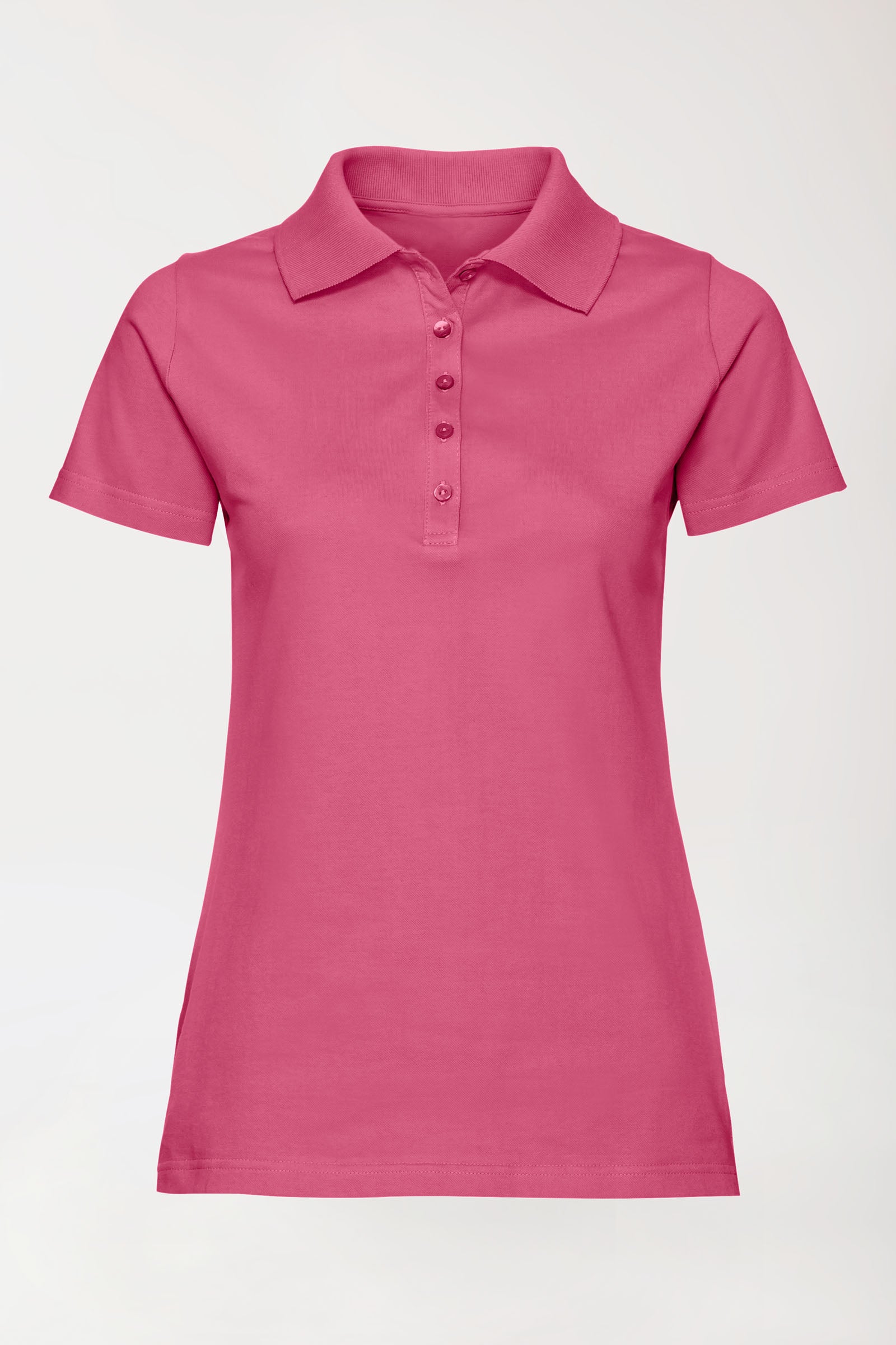 T-shirt Stretch Femme - Col polo bois de rose, Vue de face 