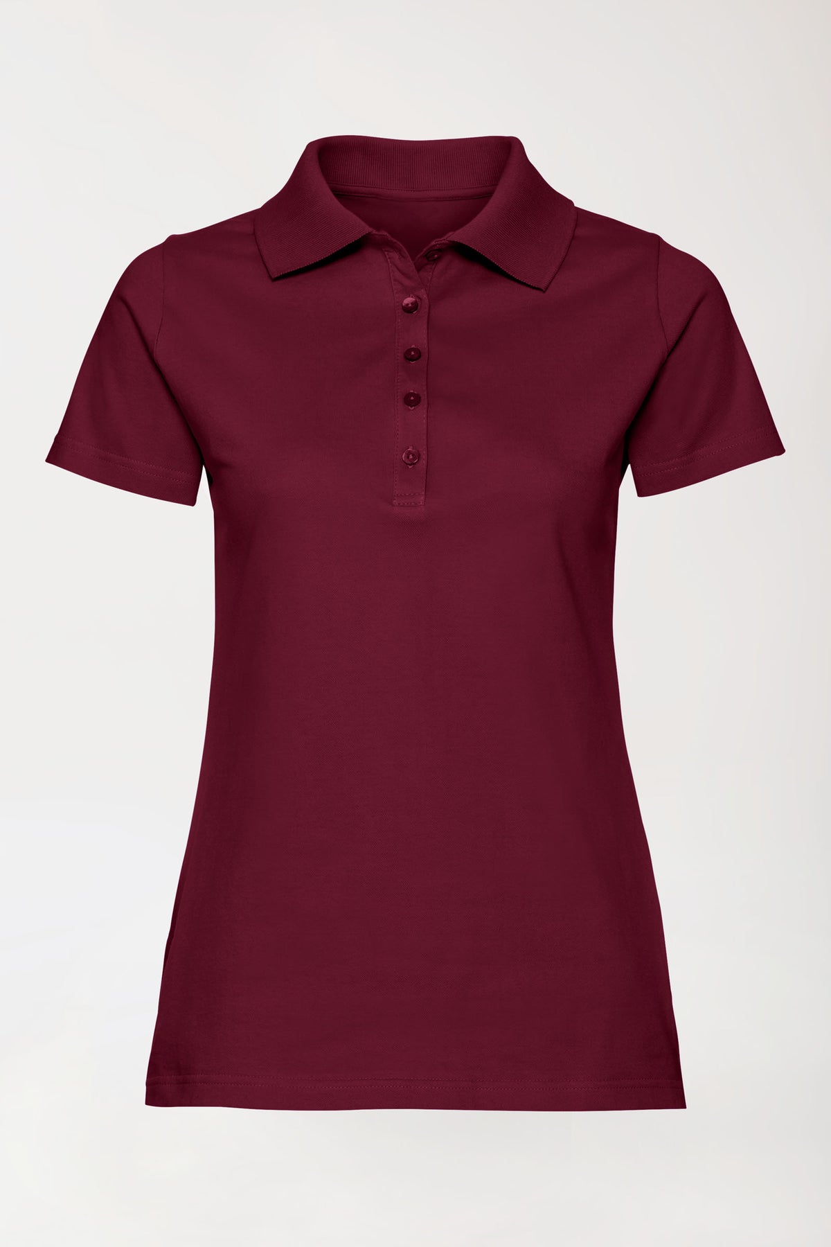 T-shirt Stretch Femme - Col polo bordeaux, Vue de face 