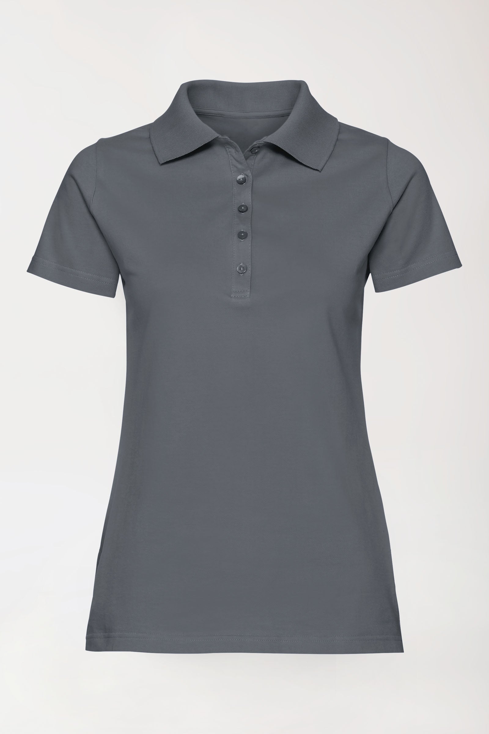 T-shirt Stretch Femme - Col polo gris granit