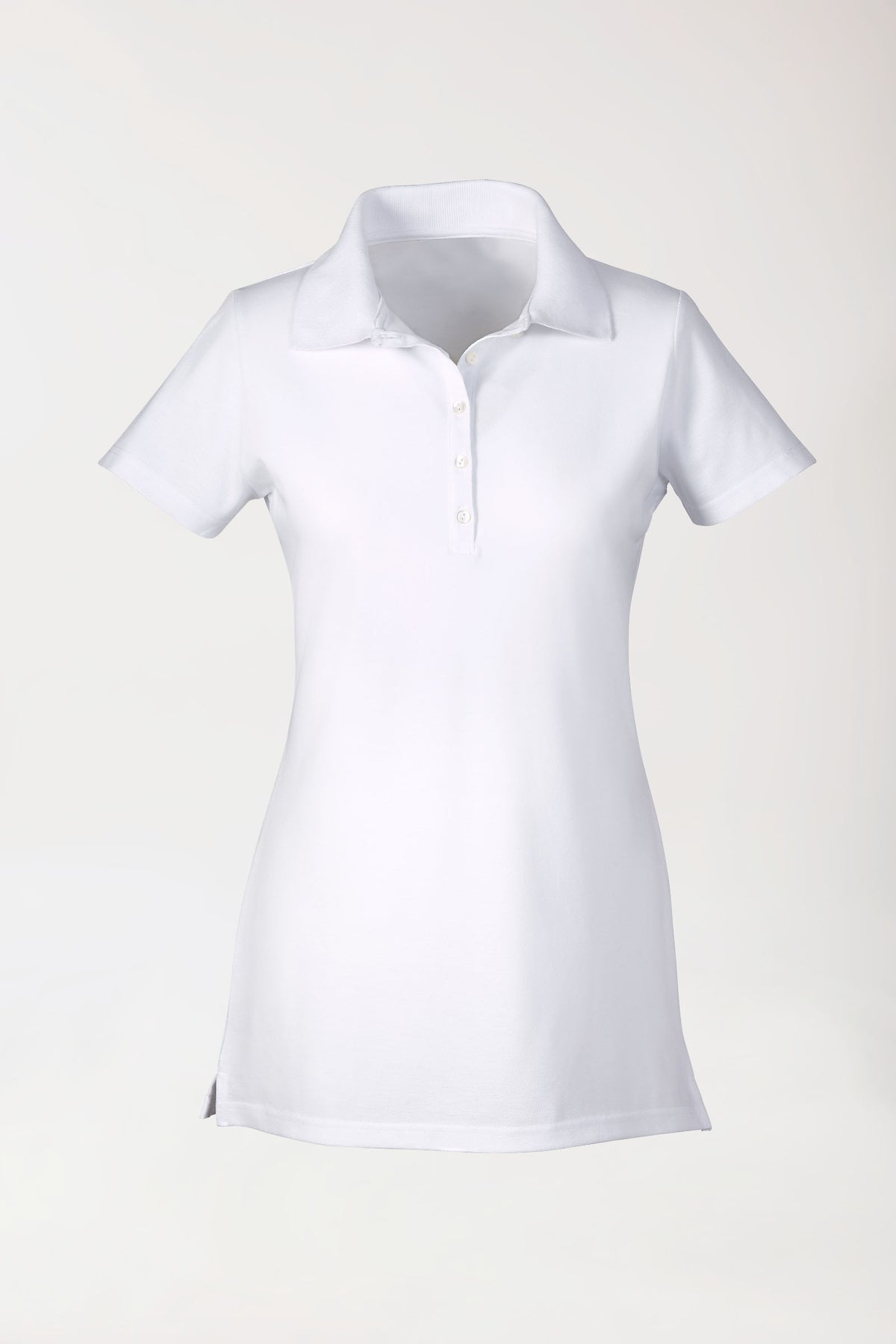 T-shirt long Stretch Femme - Col polo blanc, Vue de face 