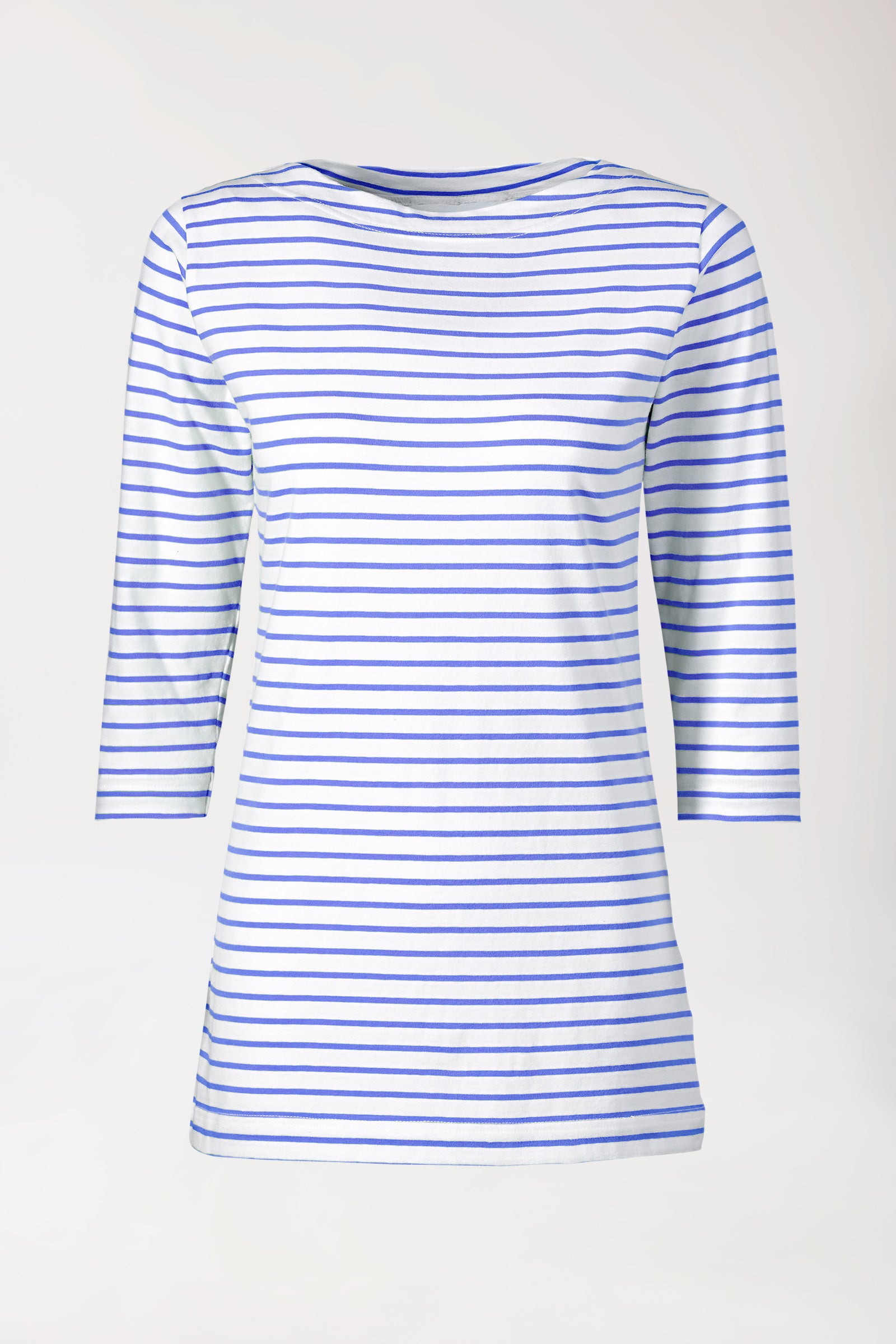 T-shirt long Femme - Manche 3/4 bleu/blanc