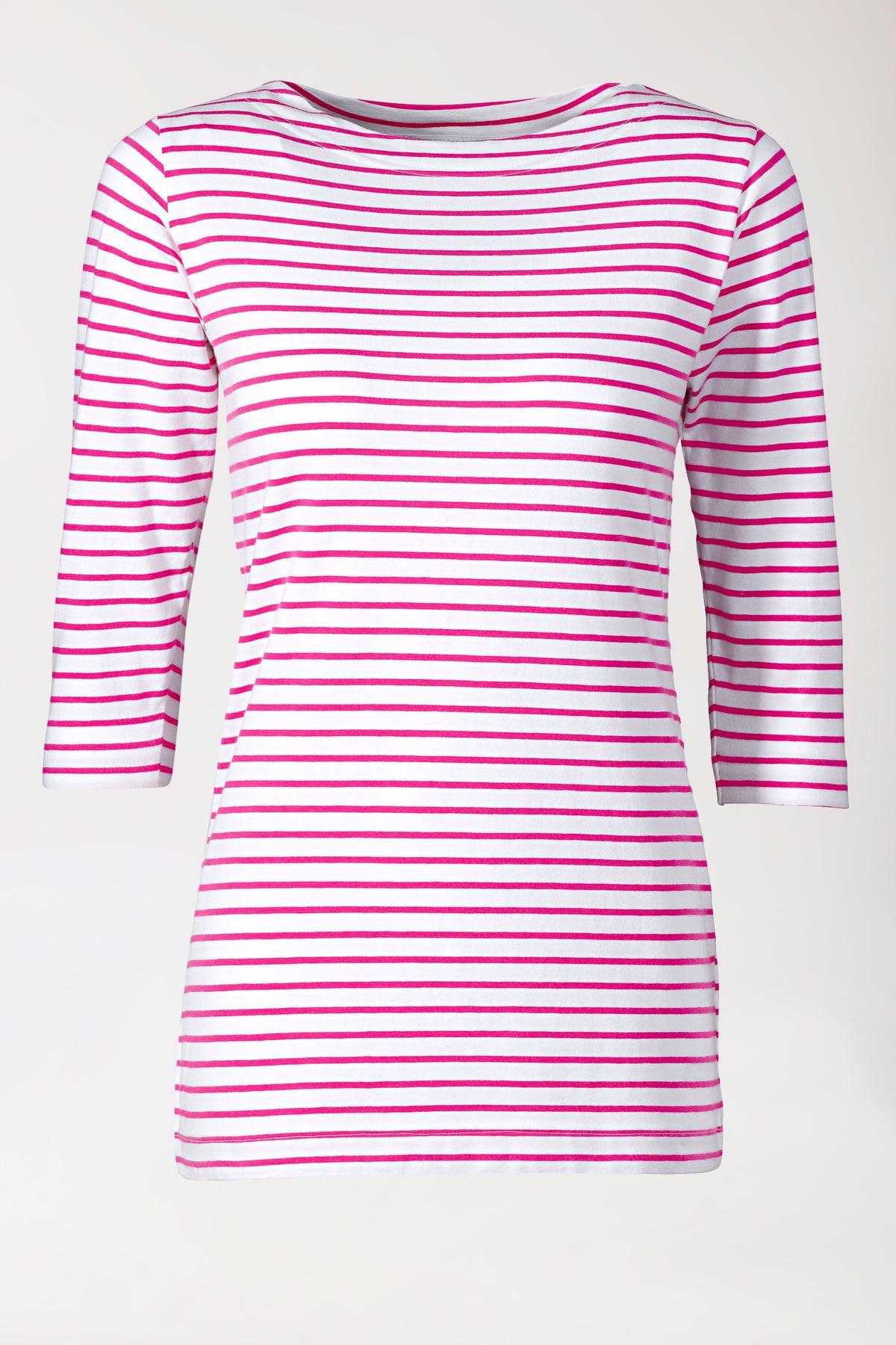 T-shirt long Femme - Manche 3/4 pink/blanc, Vue de face 
