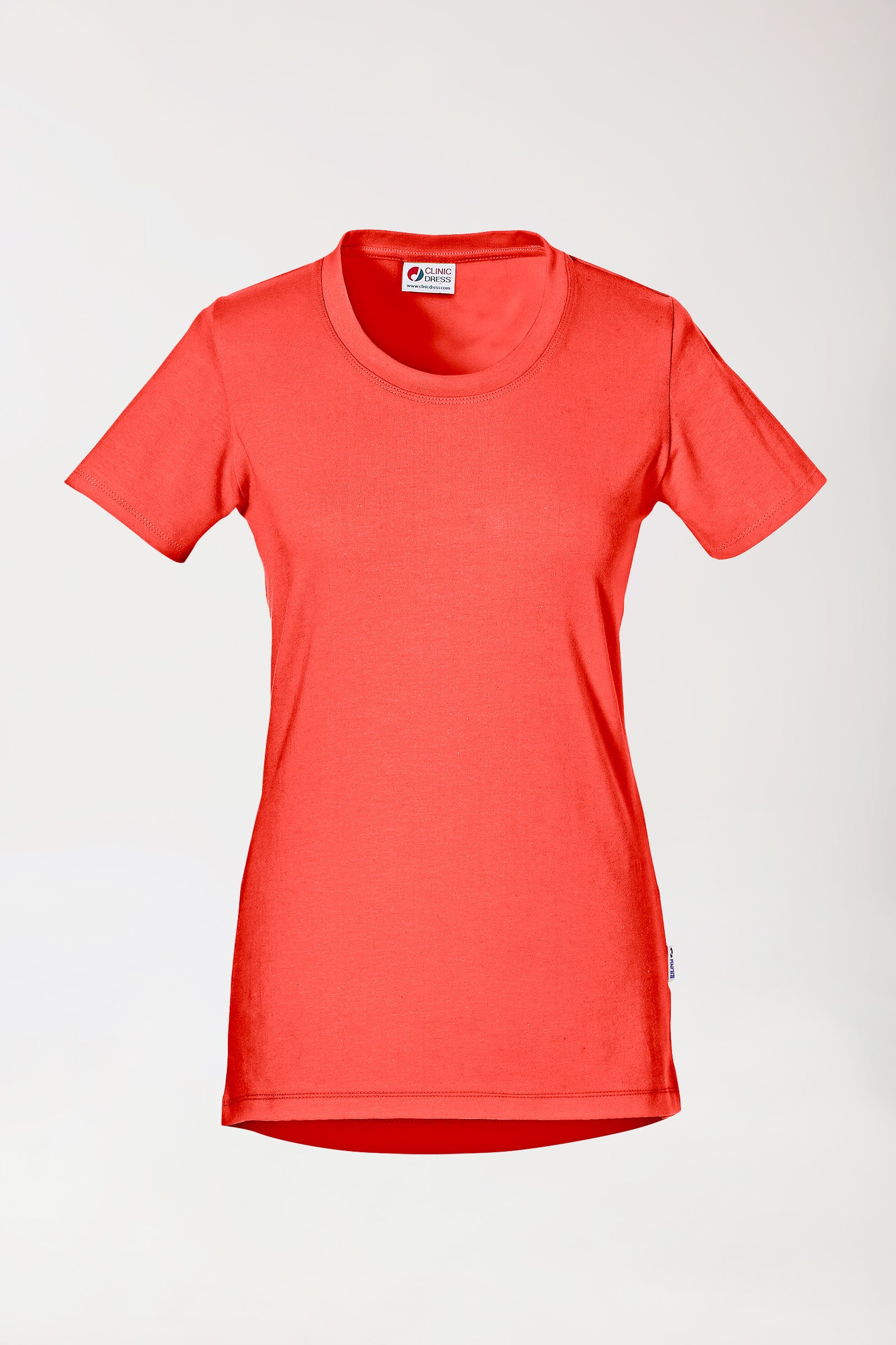 T-shirt long femme orange mandarine manches courtes, Vue de face 