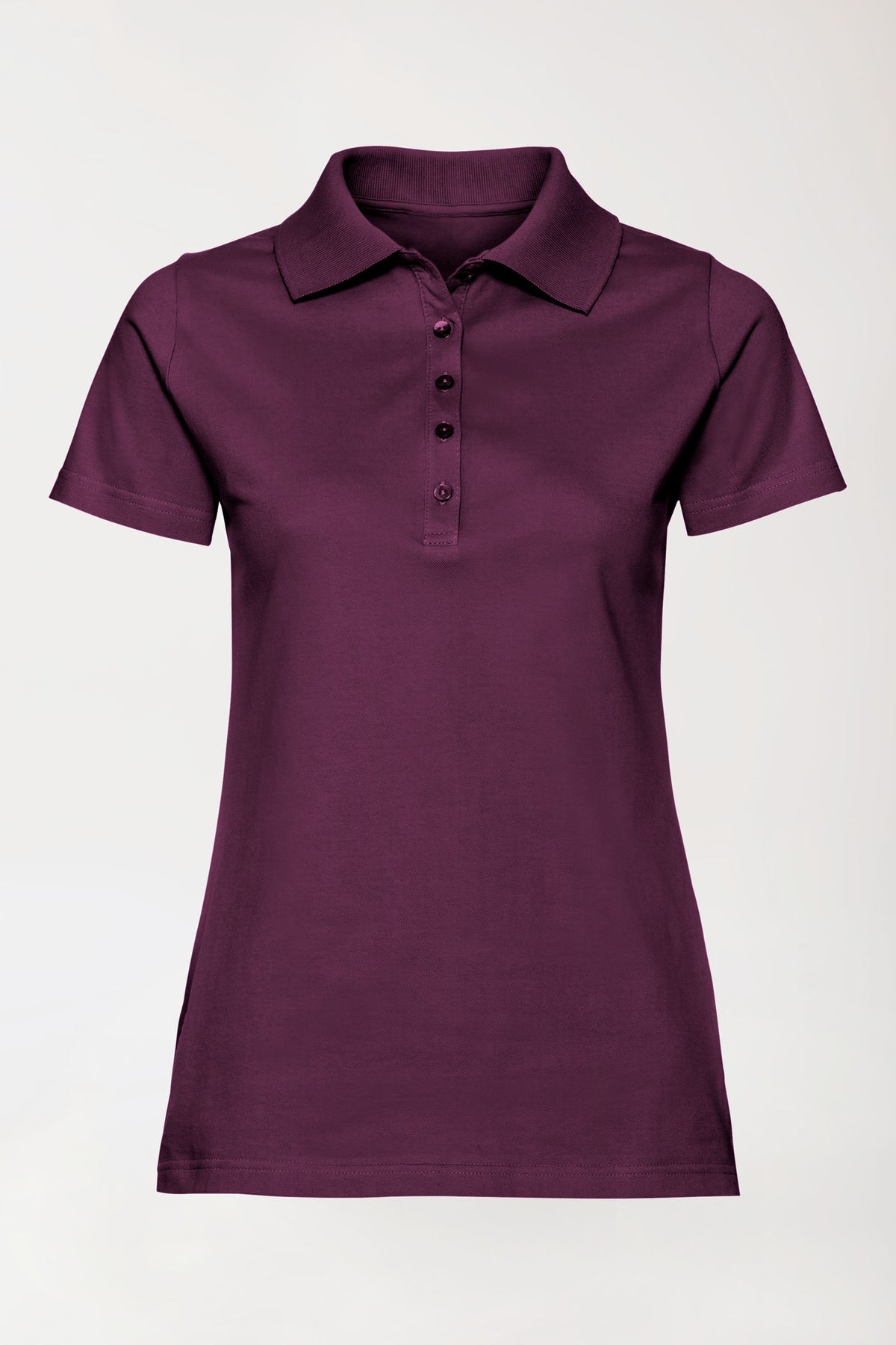 T-shirt Stretch Femme - Col polo prune, Vue de face 