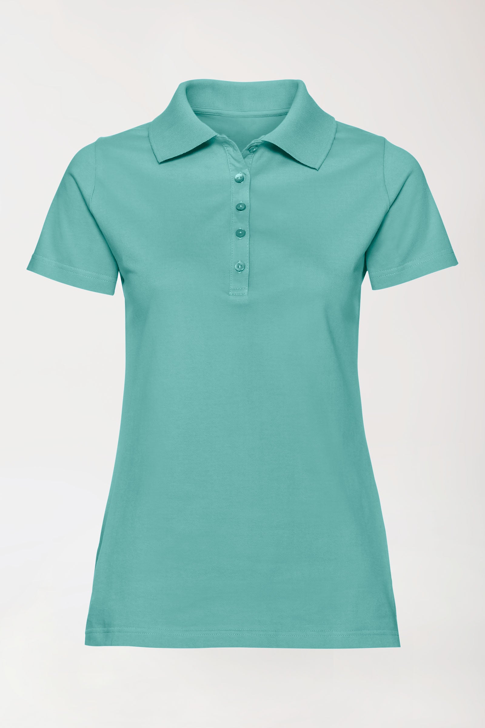 T-shirt Stretch Femme - Col polo vert d'eau