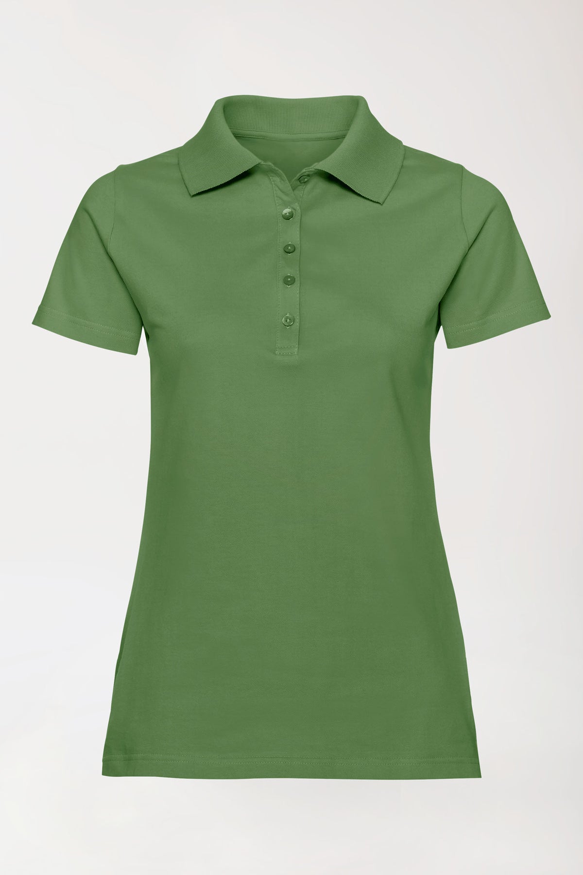 T-shirt Stretch Femme - Col polo vert prairie, Vue de face 