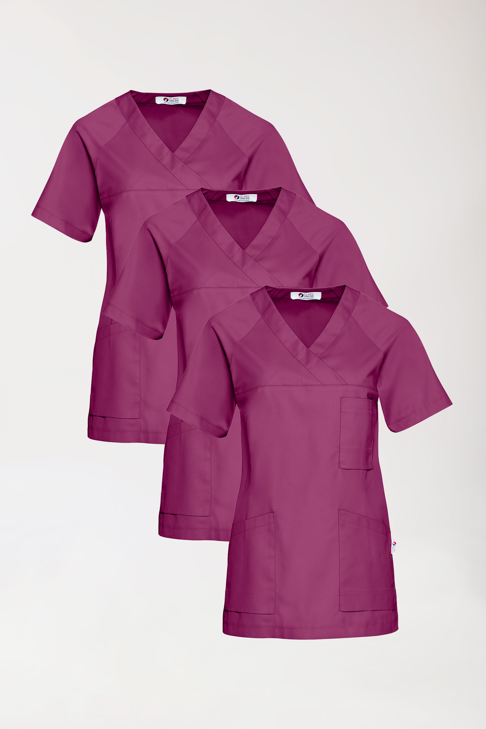 CORE Tunique Femme - Lot de 3 - Décolleté V berry