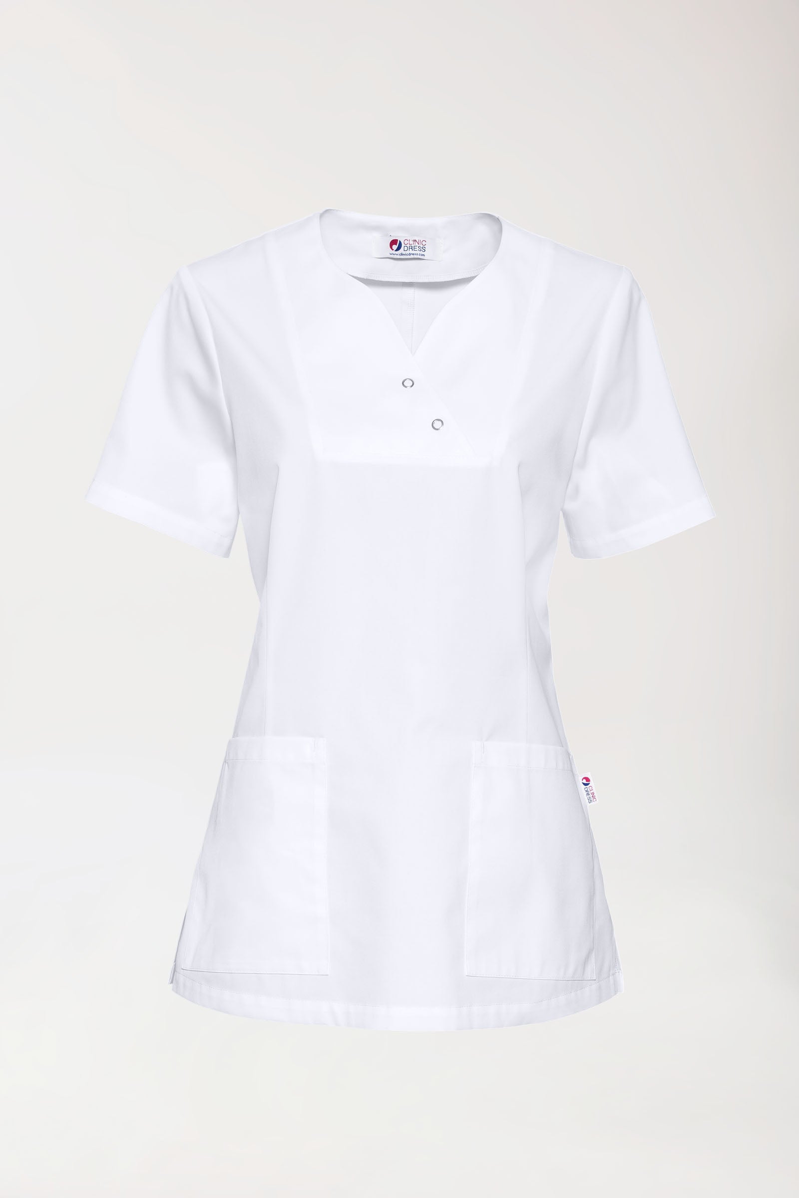 CORE Tunique Femme curved fit - Boutons-pression blanc, Vue de face 