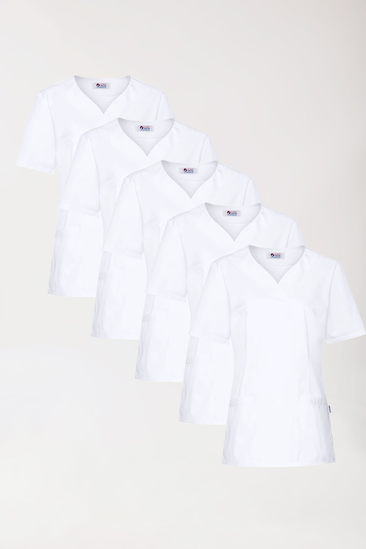 CORE Tunique Femme - Lot de 5 - Décolleté Cœur blanc