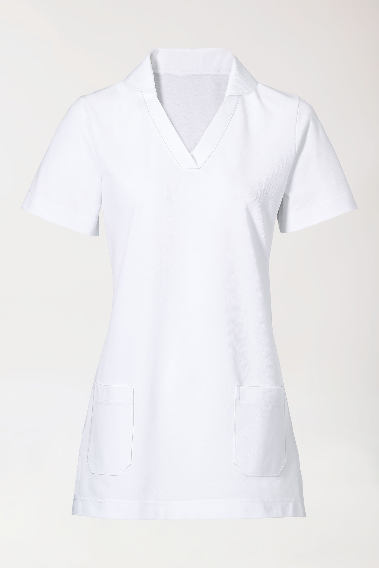 COMFY FLEX Tunique Stretch Femme - col châle blanc, Vue de face 