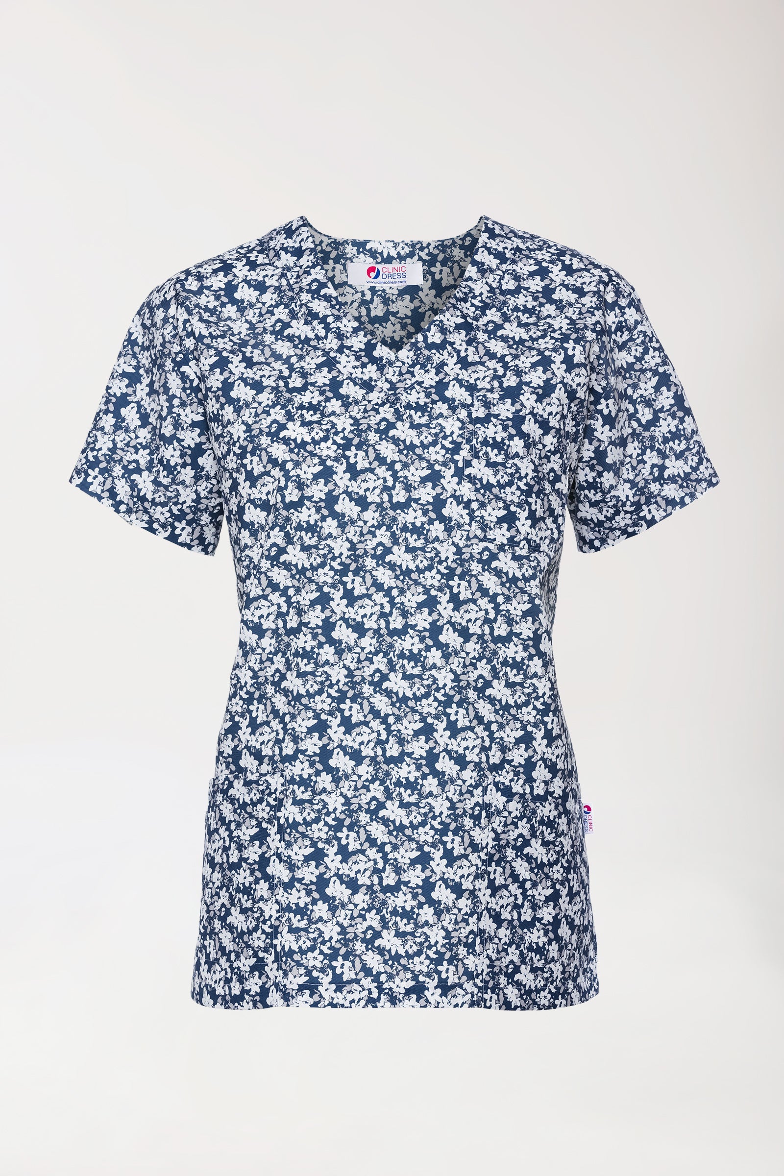 Tunique Femme légère - Imprimée en allover blanc/bleu/gris