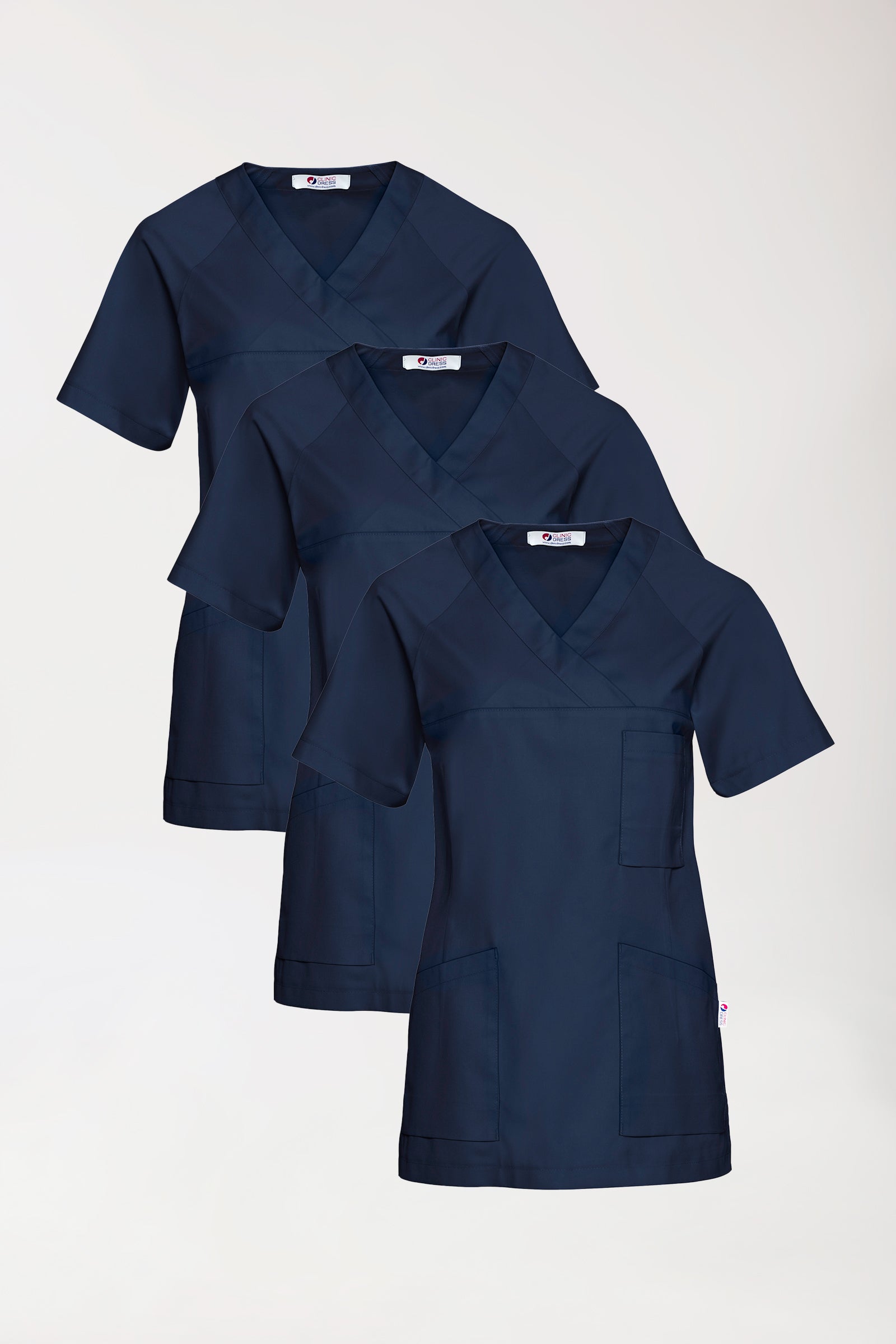 CORE Tunique Femme - Lot de 3 - Décolleté V bleu navy