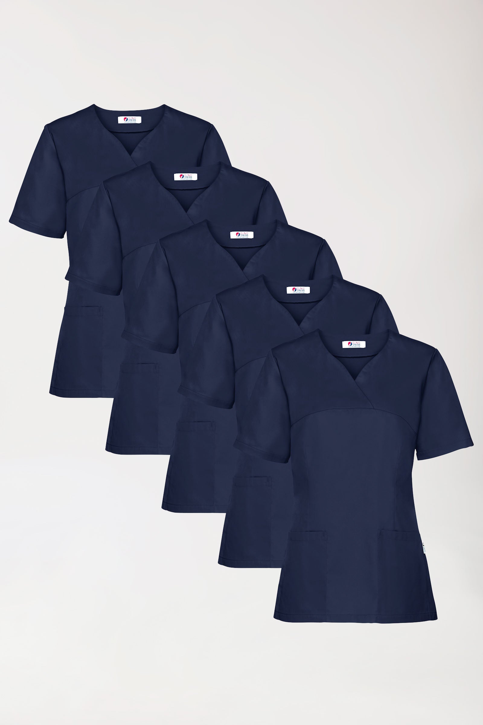 CORE Tunique Femme - Lot de 5 - Décolleté Cœur bleu navy, Vue de face 