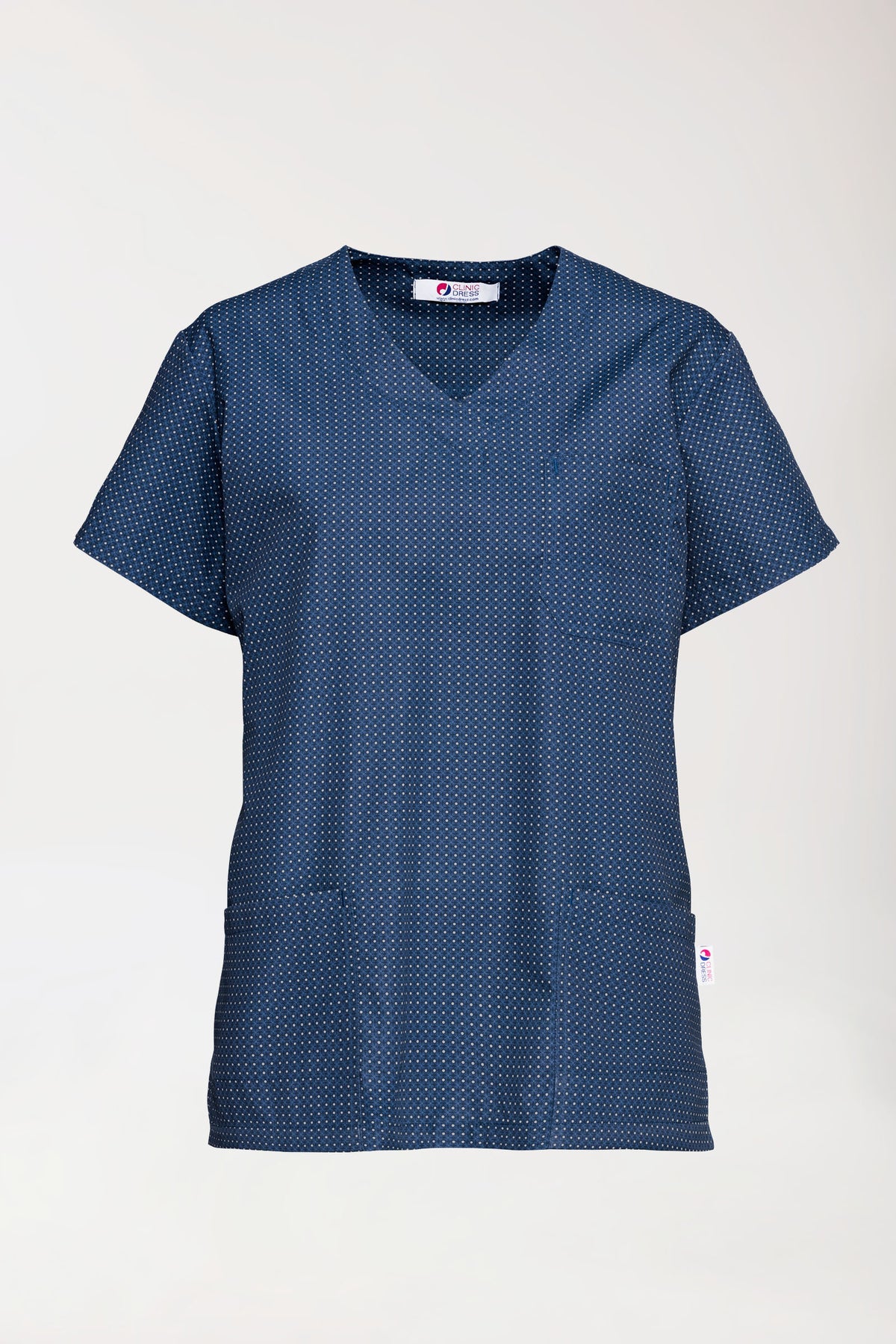 Tunique Femme légère - Imprimée en allover bleu navy/bleu pétrole, Vue de face 
