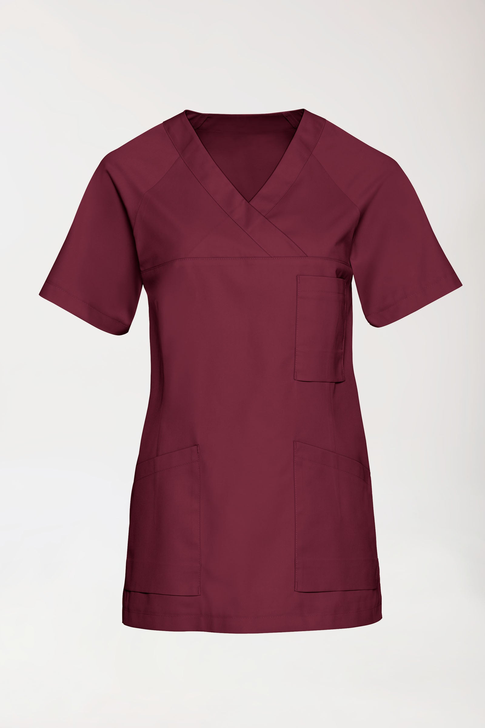 LA tunique médicale femme - Décolleté V bordeaux, Vue de face 