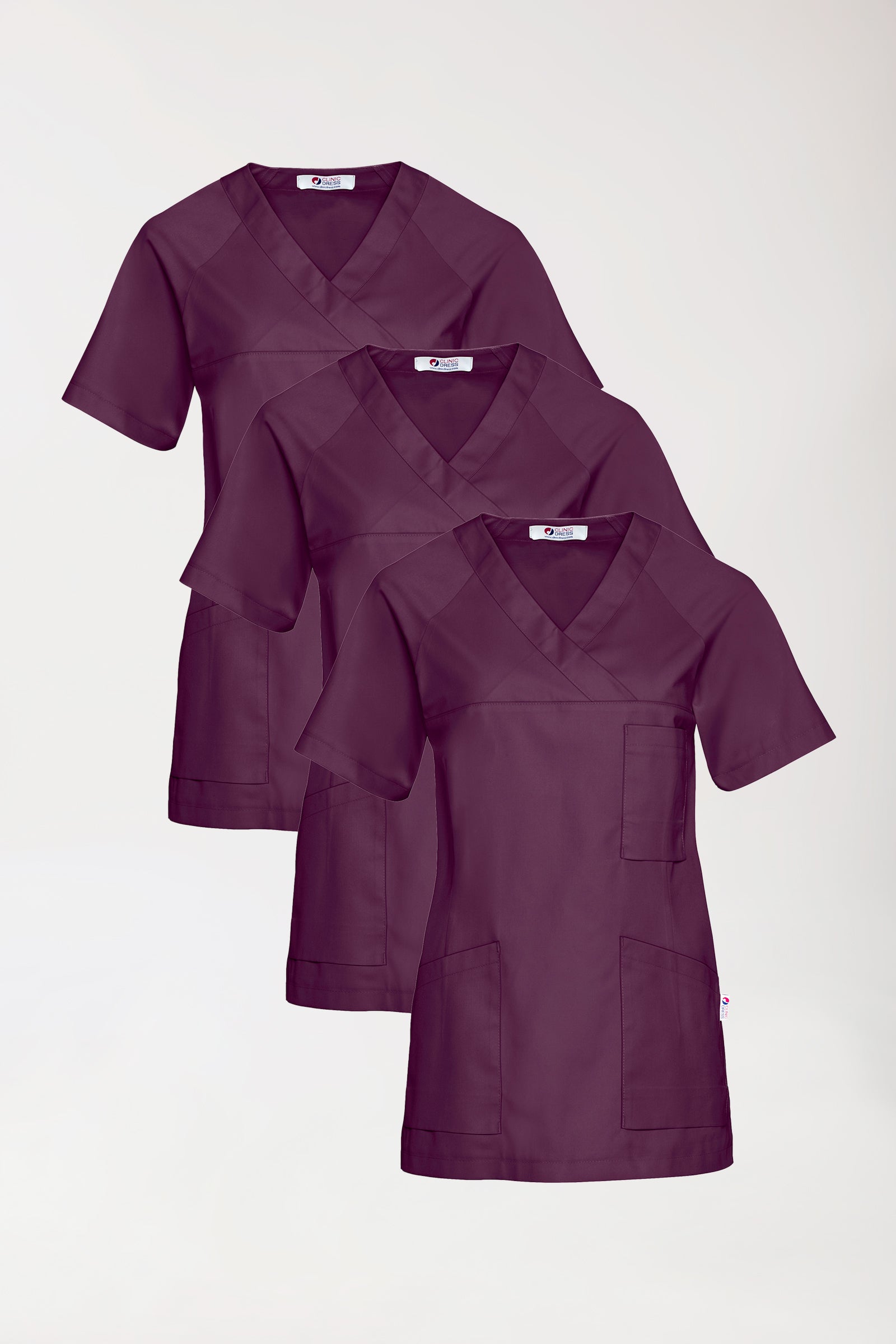 CORE Tunique Femme - Lot de 3 - Décolleté V prune, Vue de face 