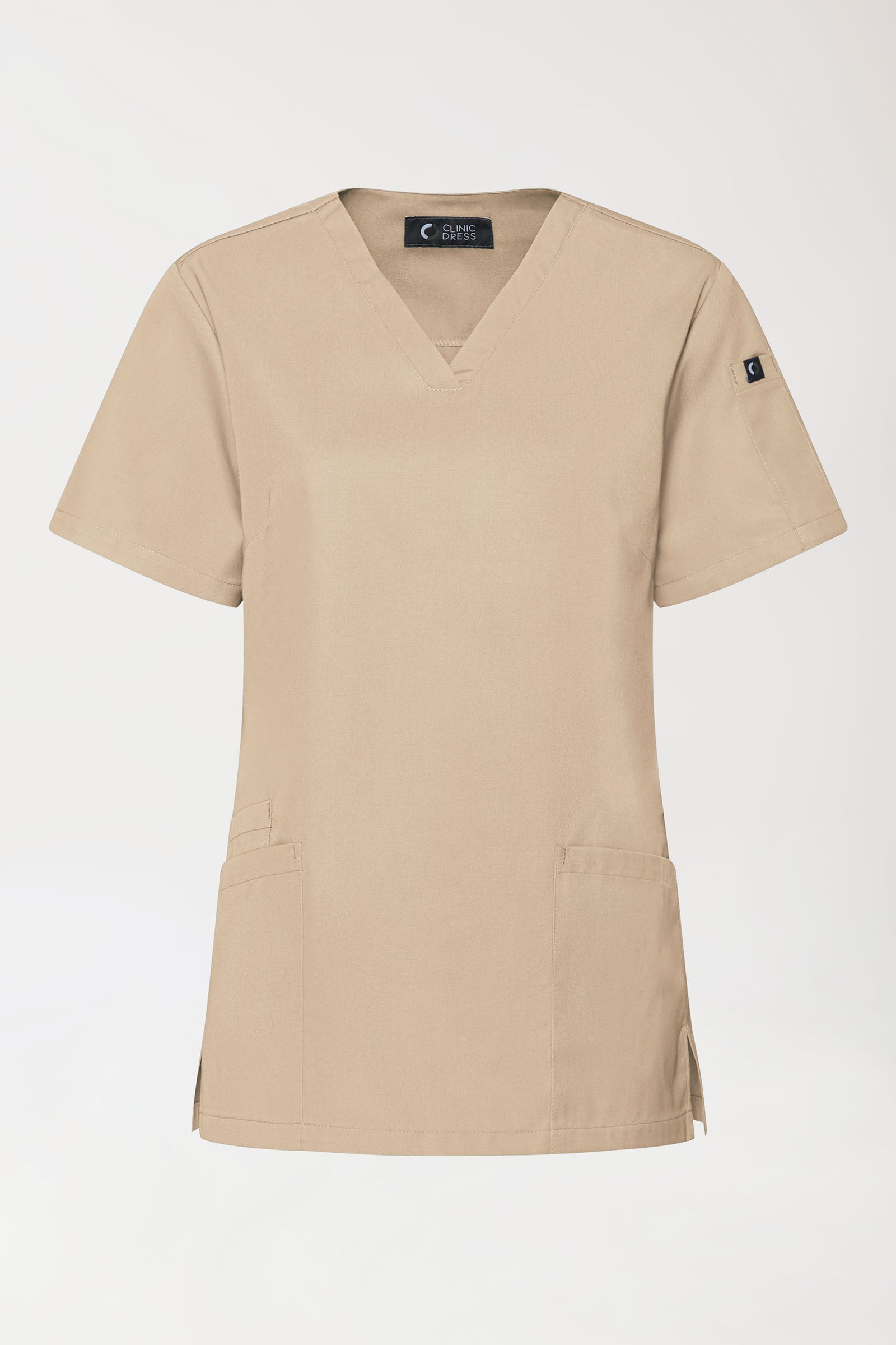 GREEN Tunique Stretch Femme - Décolleté V sable, Vue de face 