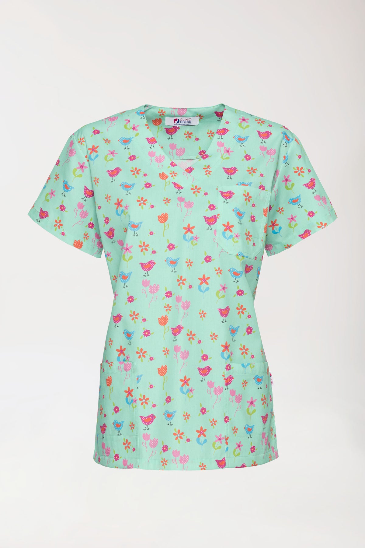 Tunique Femme légère - Imprimée en allover vert opale/multicolore, Vue de face 