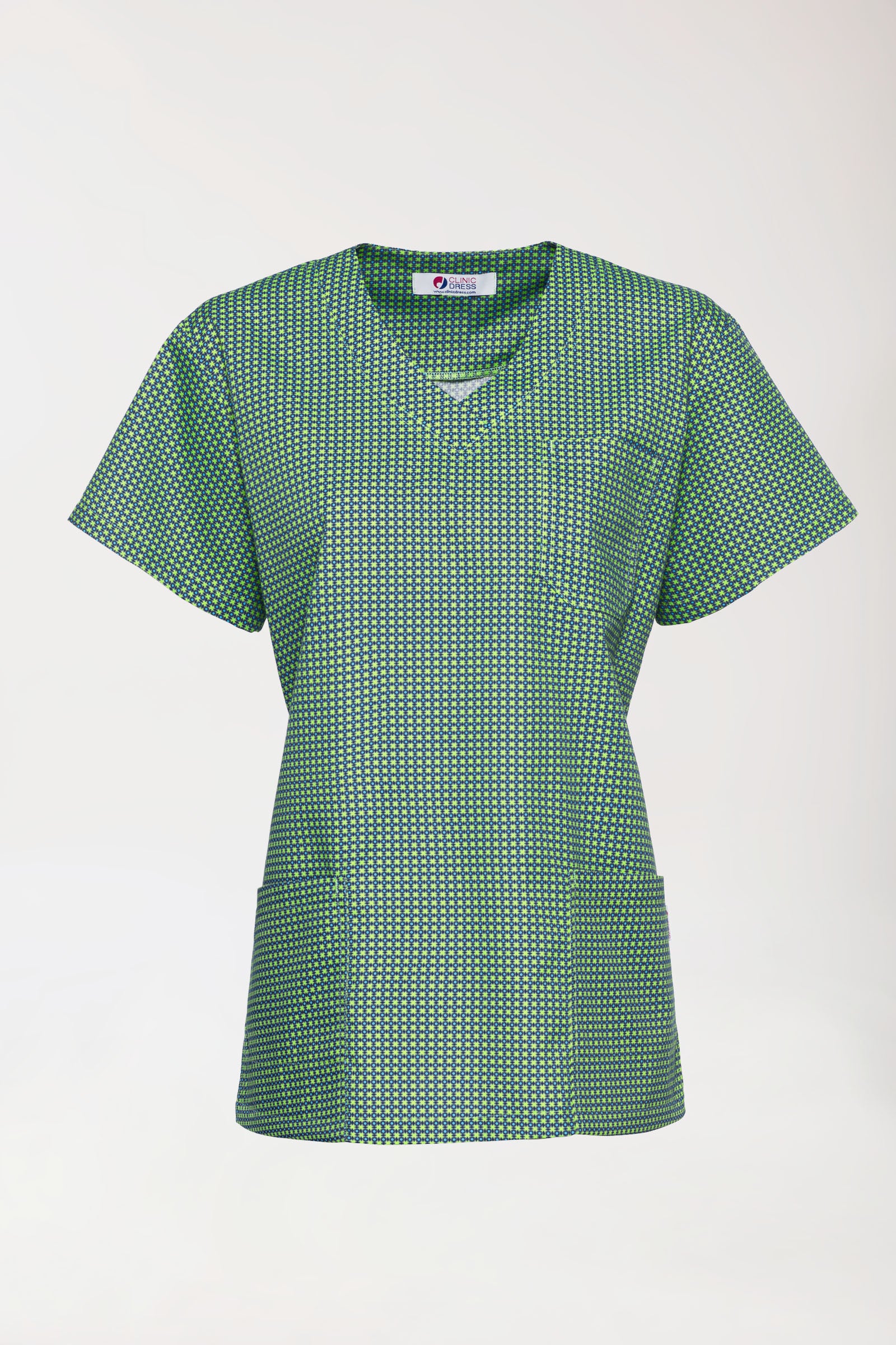 Tunique Femme légère - Imprimée en allover vert pomme/bleu navy