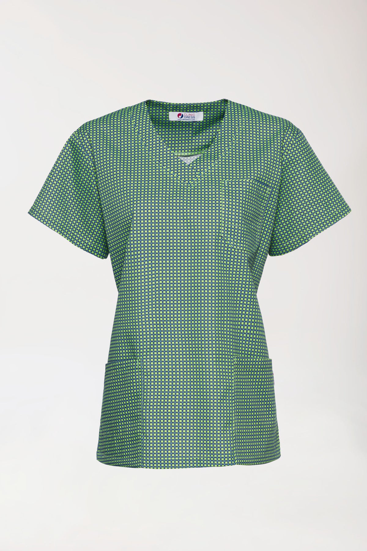 Tunique Femme légère - Imprimée en allover vert pomme/bleu navy