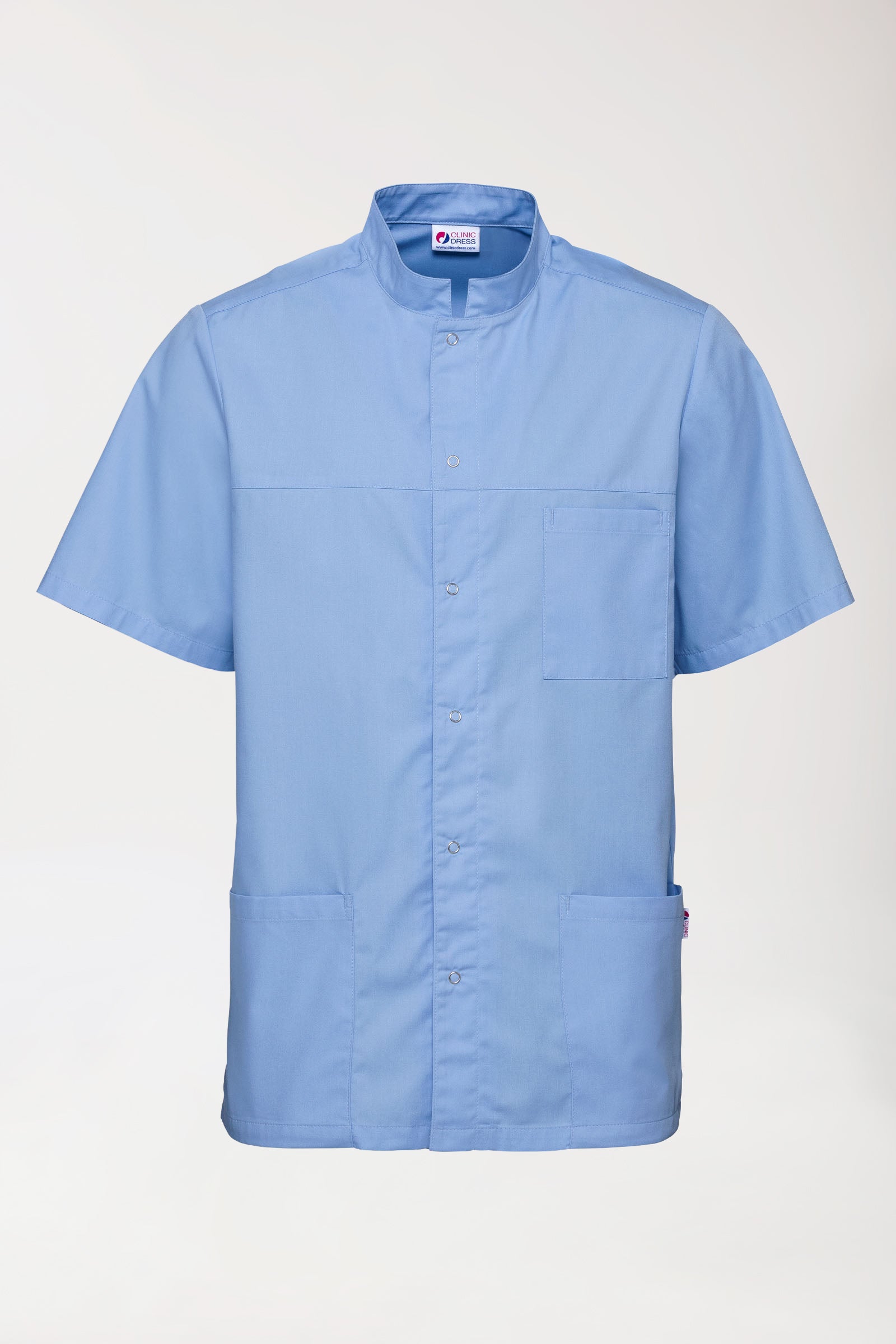 Blouse Stretch Homme - boutonnée bleu ciel, Vue de face 