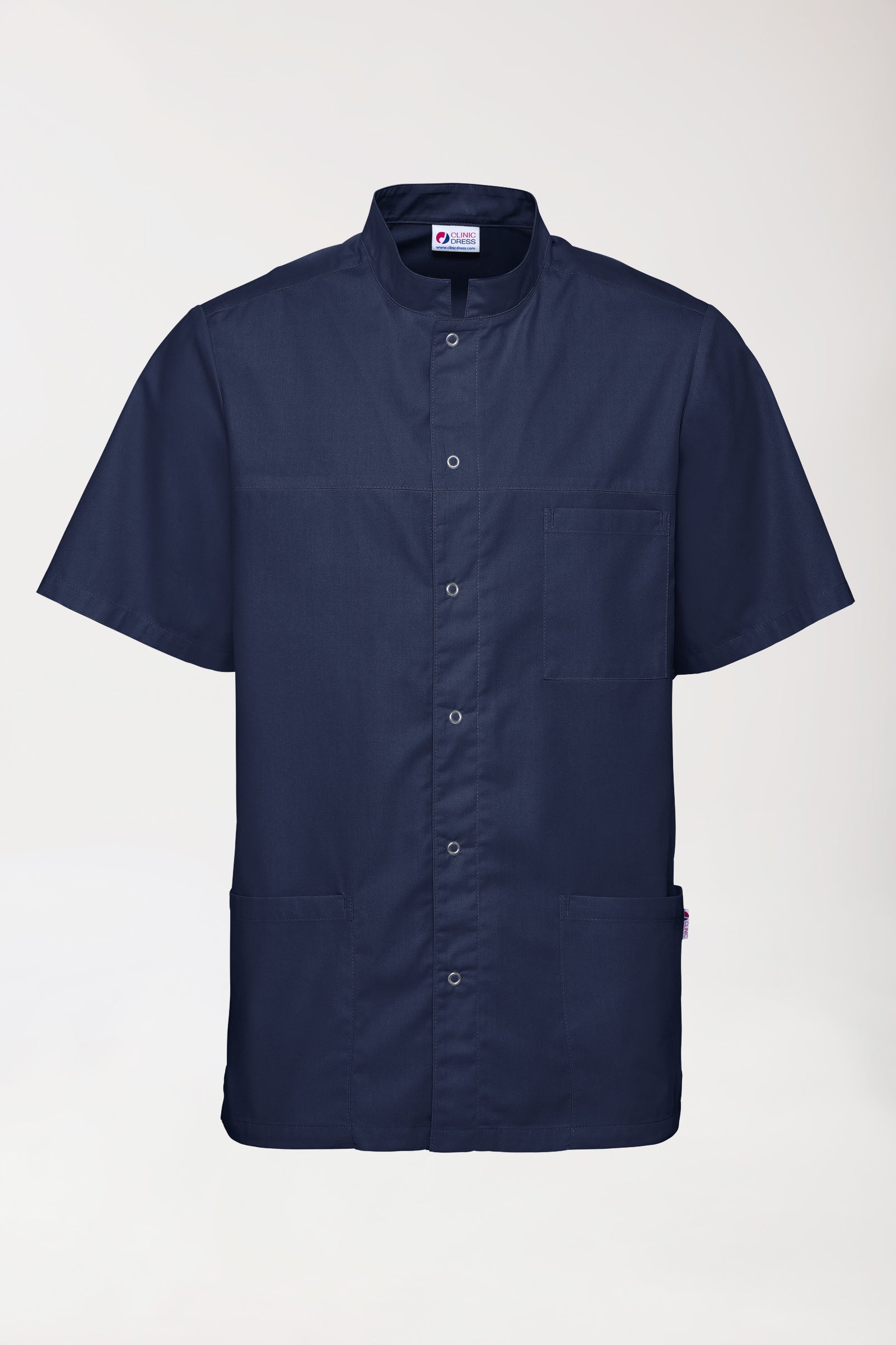 Blouse Stretch Homme - boutonnée bleu navy, Vue de face 