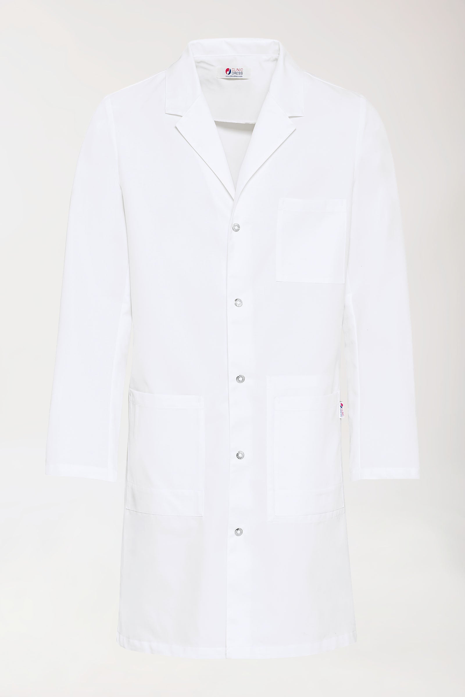 Blouse blanche Homme - Col à revers - Patte de boutons-pression blanc