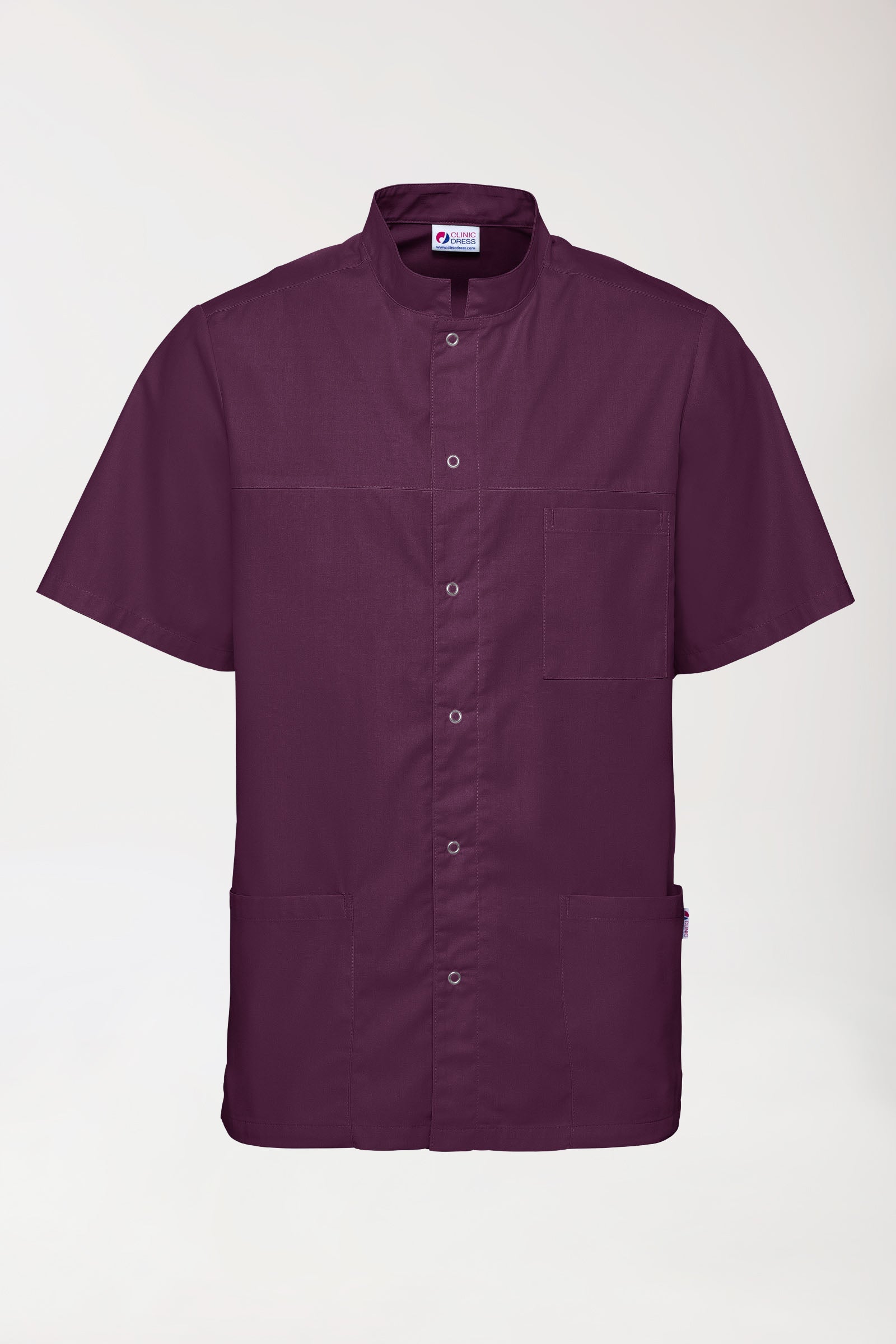 Blouse Stretch Homme - boutonnée prune, Vue de face 