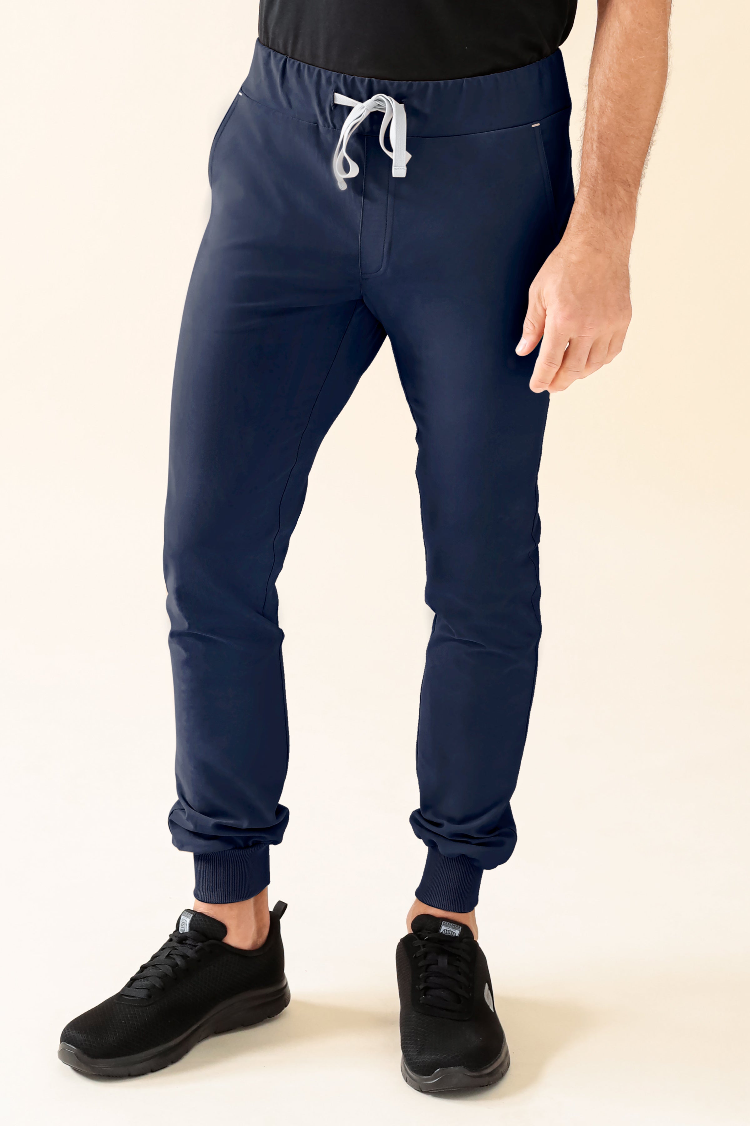 KAERE Pantalon Homme - ourlets côtelés et sans poches cargo bleu navy
