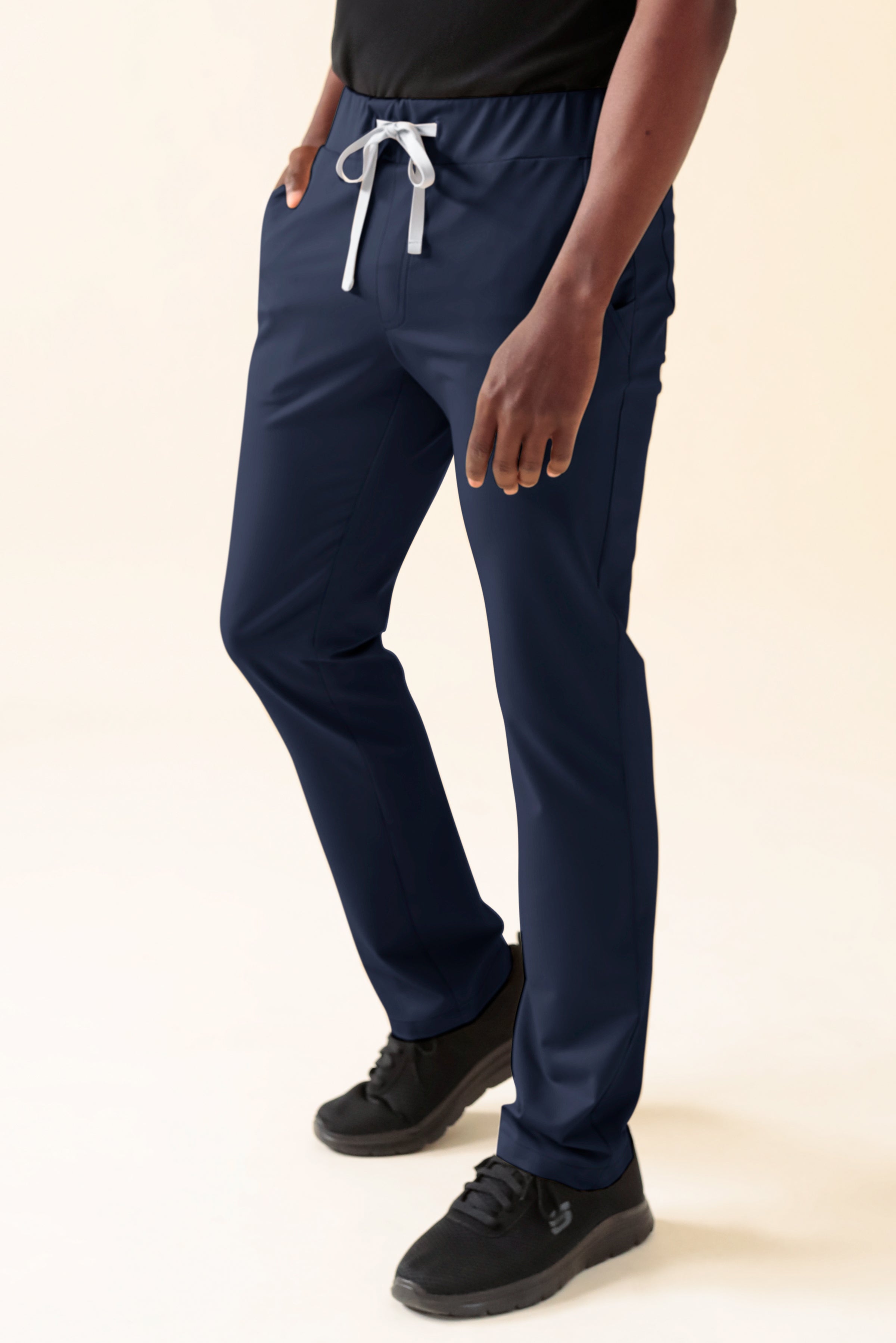 KAERE Pantalon Homme - sans poche cargo bleu navy, Vue de face 