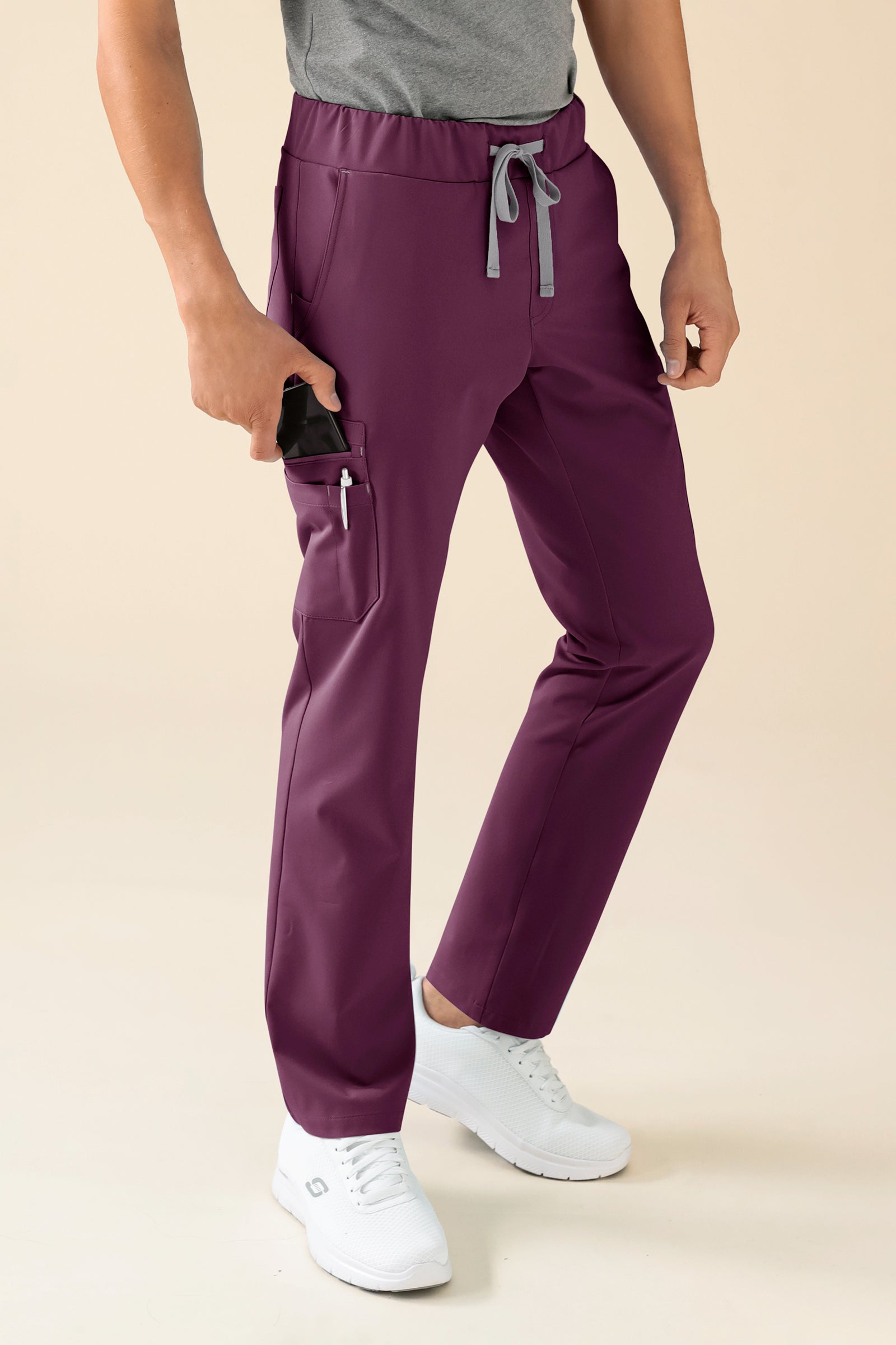 KAERE Pantalon Homme - avec poches cargo prune