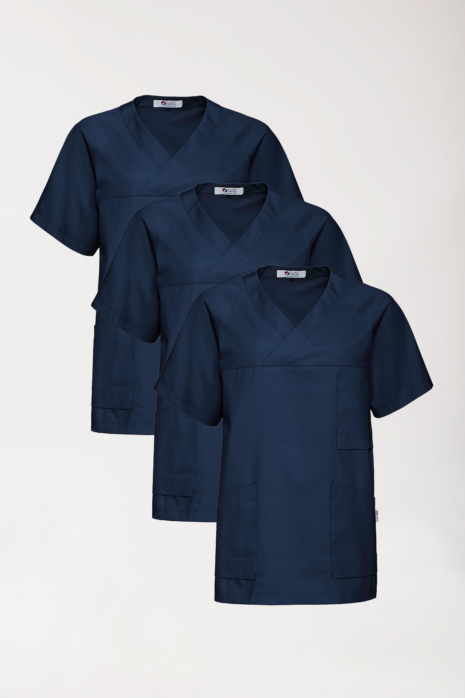 CORE Tunique Homme - Lot de 3 - Col V bleu navy