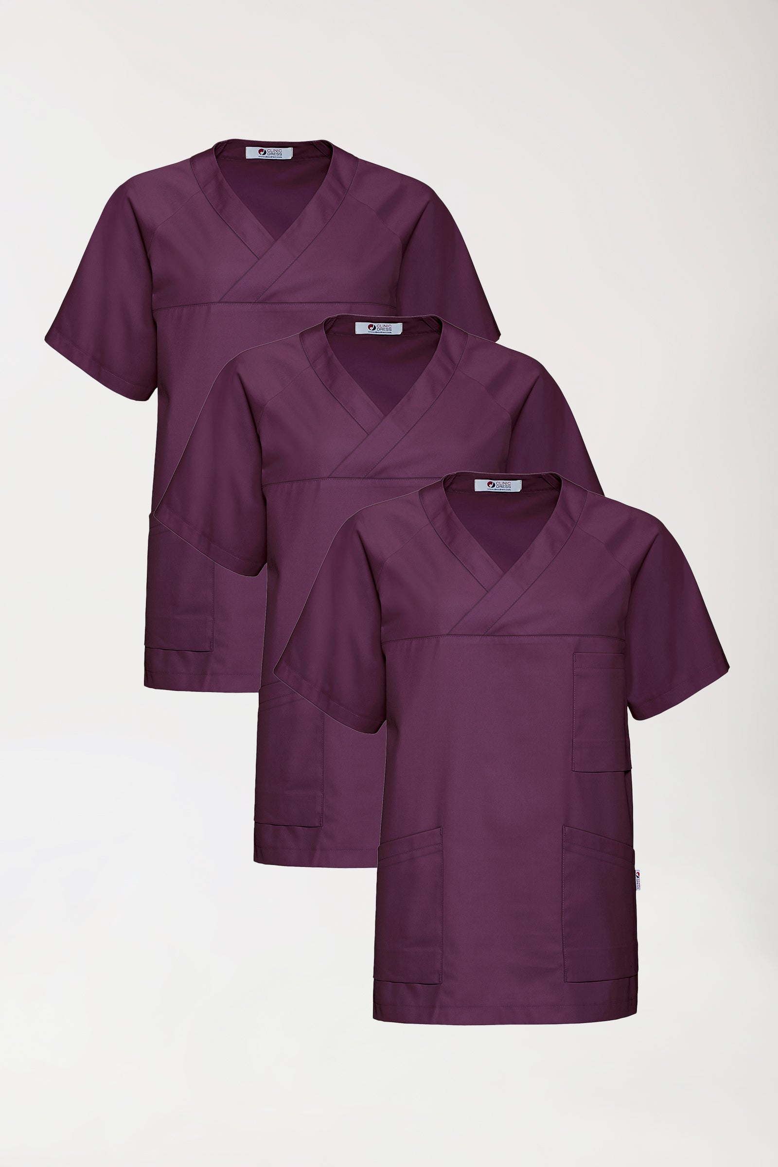 CORE Tunique Homme - Lot de 3 - Col V prune, Vue de face 