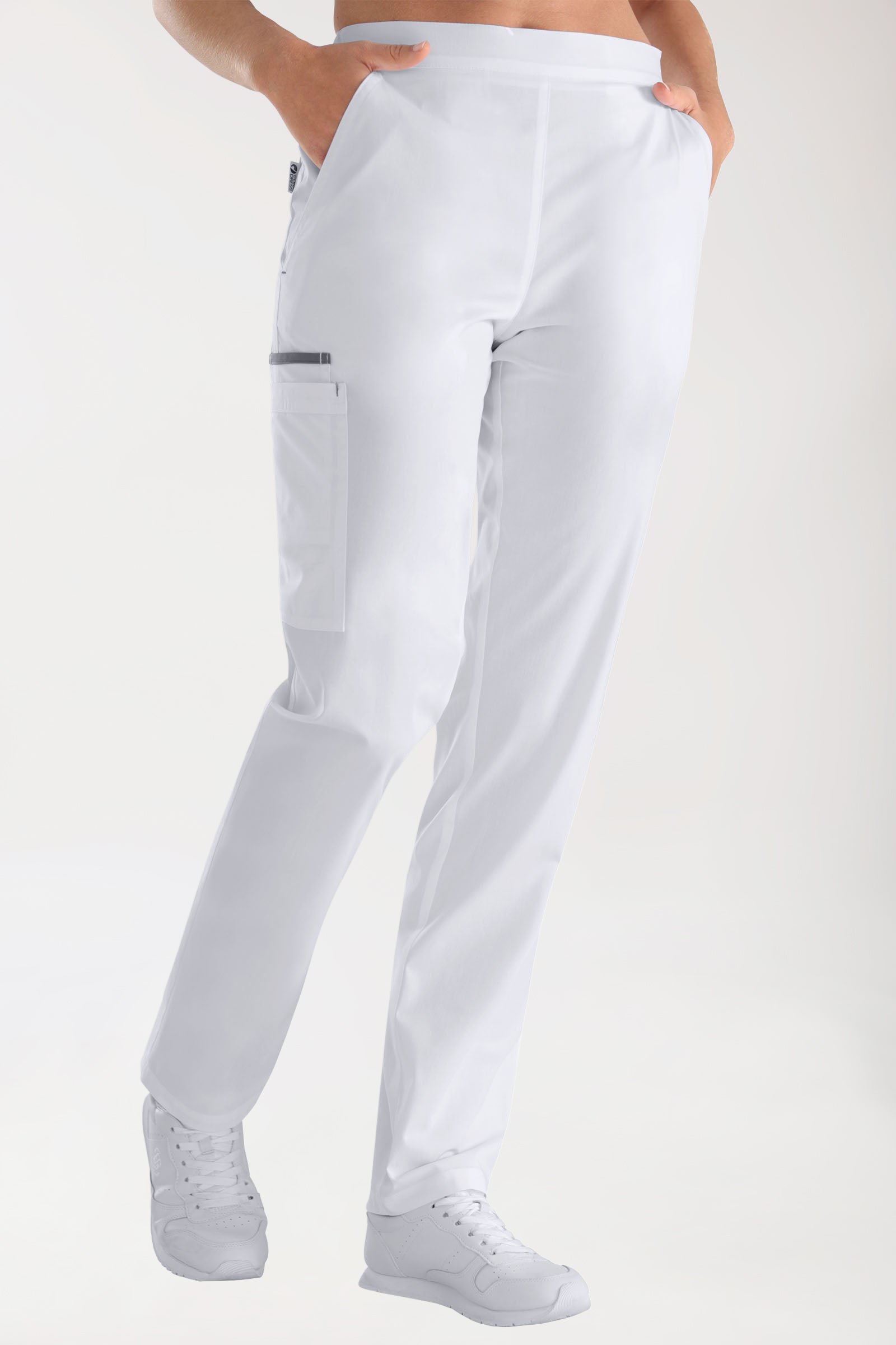 Pantalon blanc avec gris pierre unisexe, Vue de face 