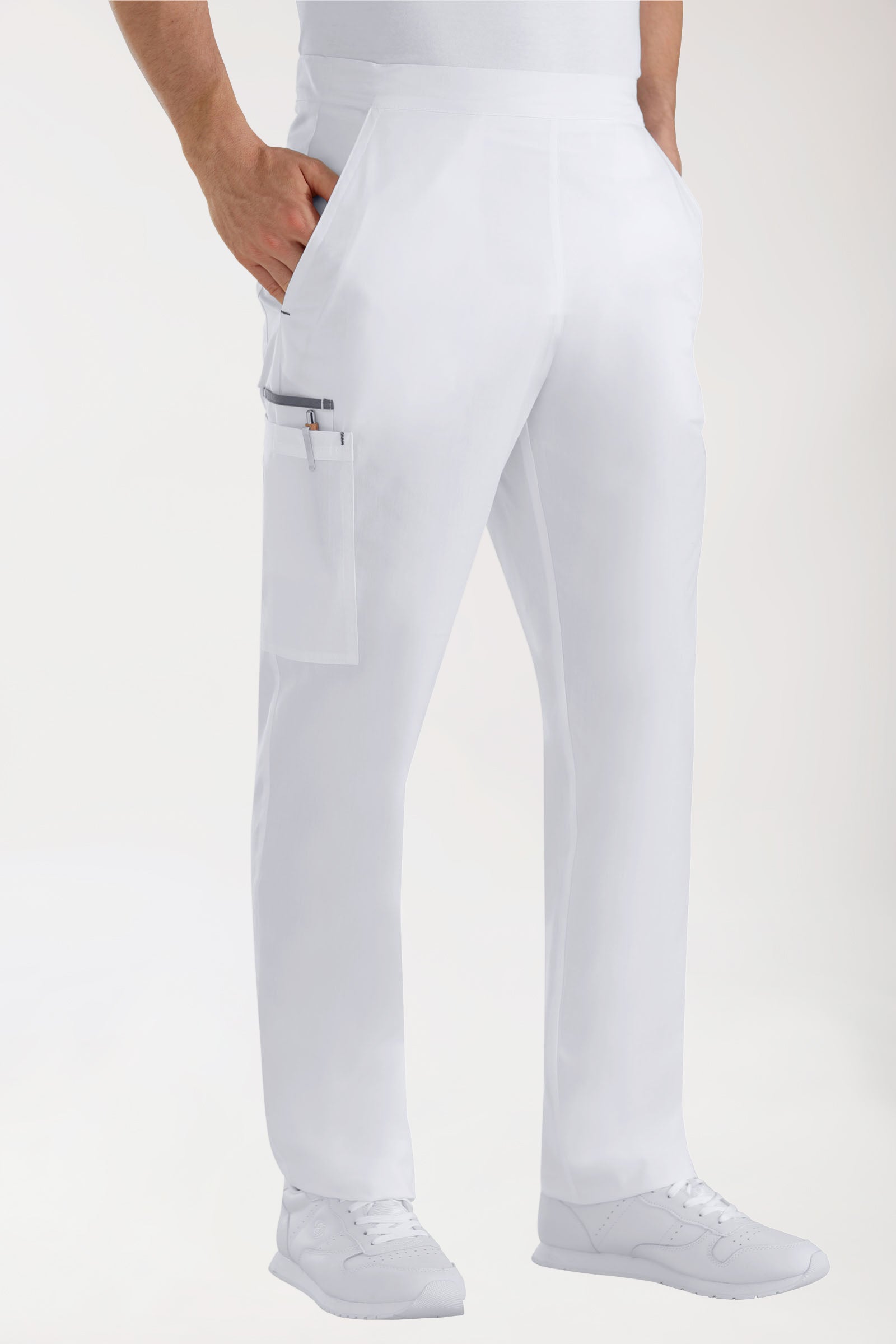 Pantalon blanc avec gris pierre unisexe, Vue de face 