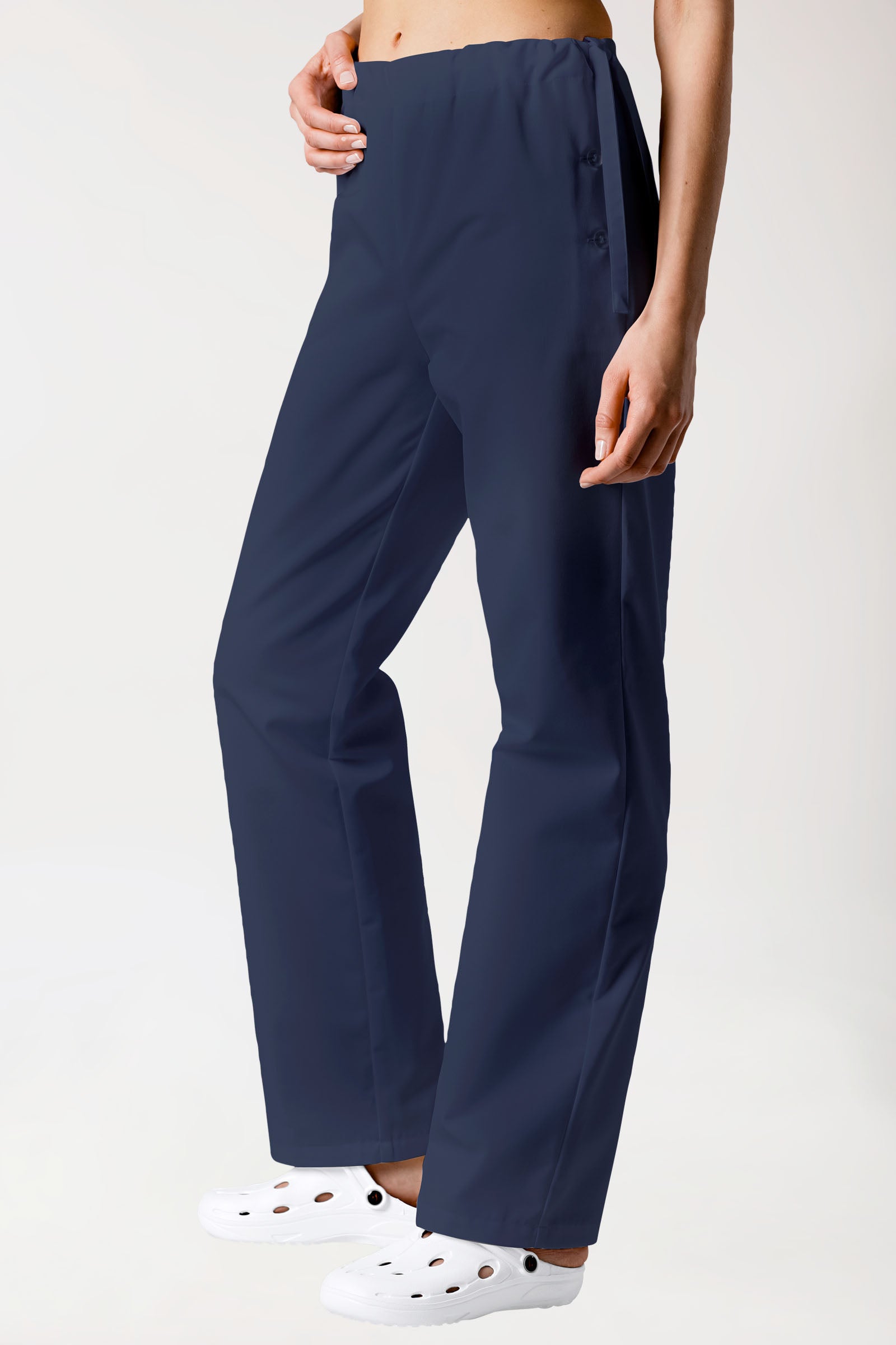 Pantalon Coton mixte - Boutonnage sur le côté bleu navy
