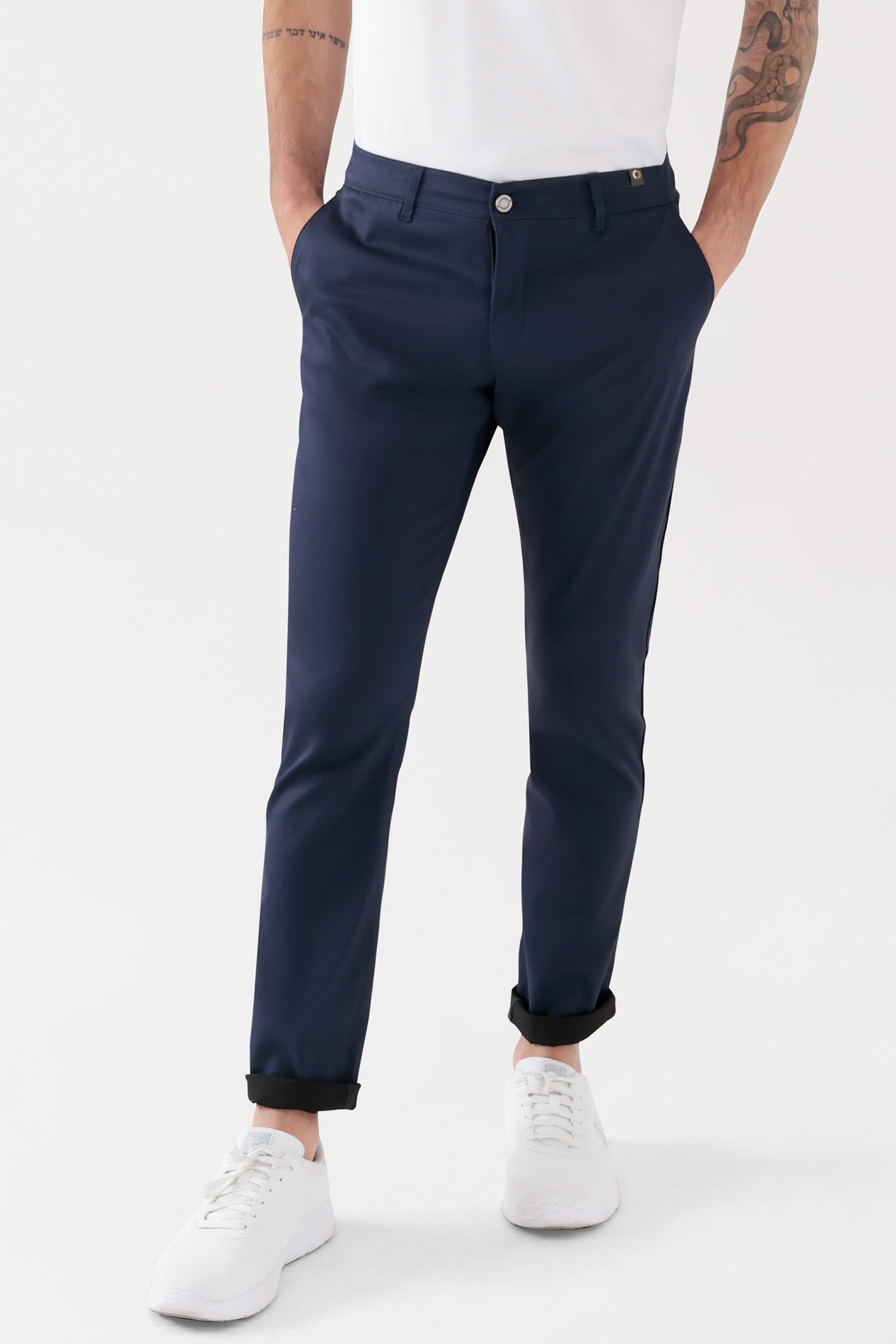 COMFY FLEX Pantalon Homme - Style Chino navy, Vue de face 