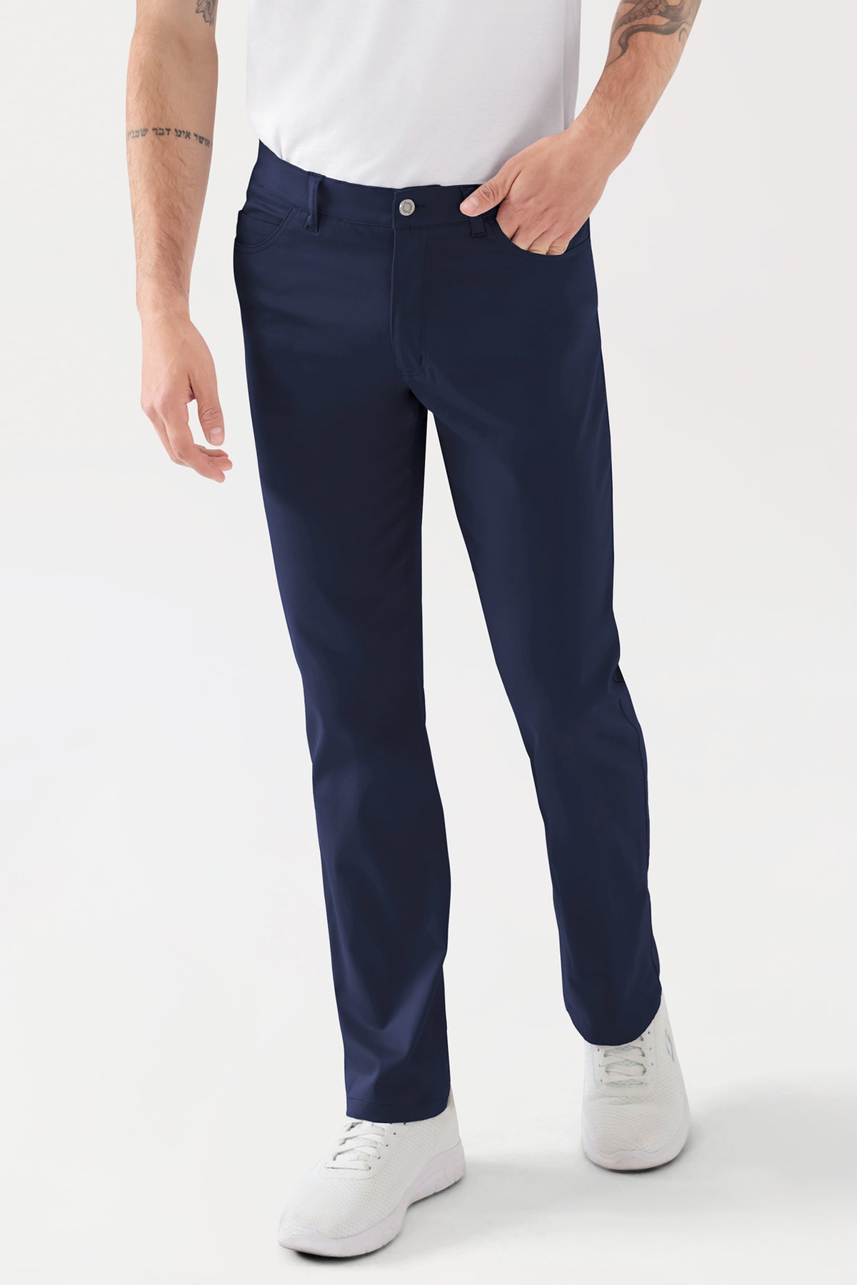 COMFY FLEX Pantalon 5 poches Homme - Jambe droite navy, Vue de face 
