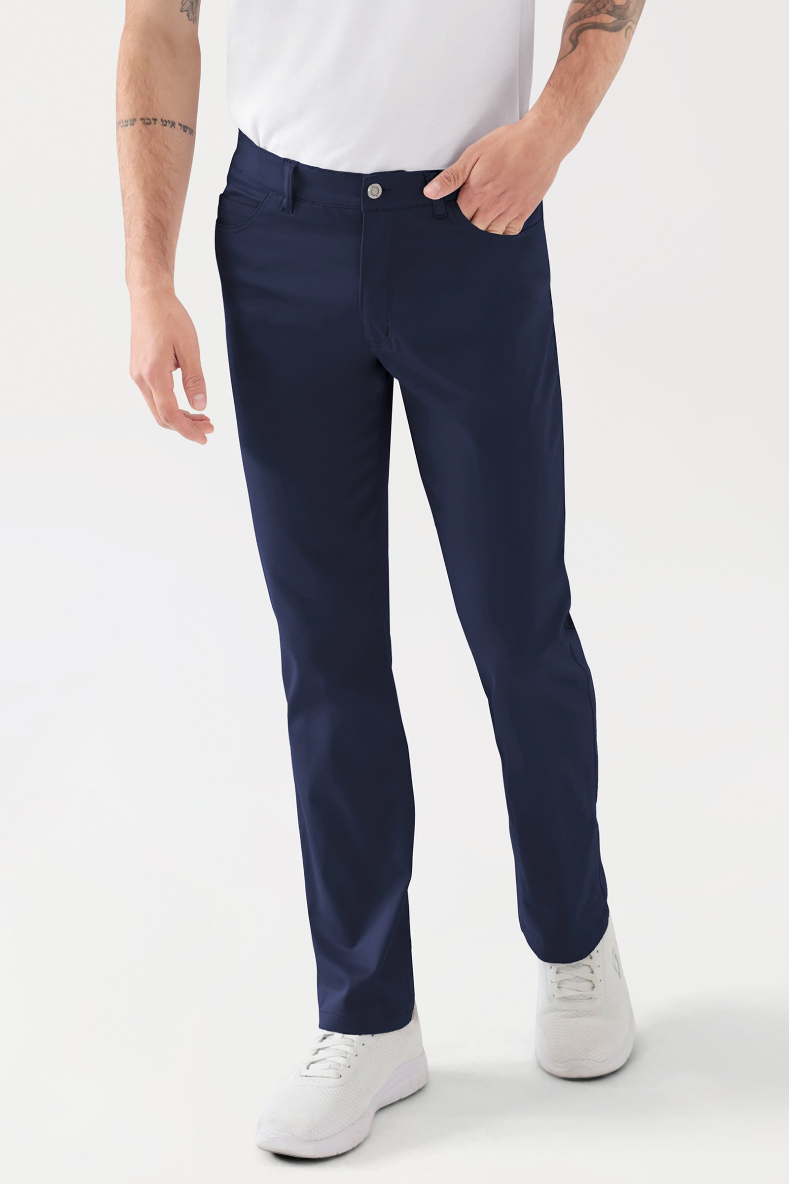 COMFY FLEX Pantalon 5 poches Homme - Jambe droite navy, Vue de face 