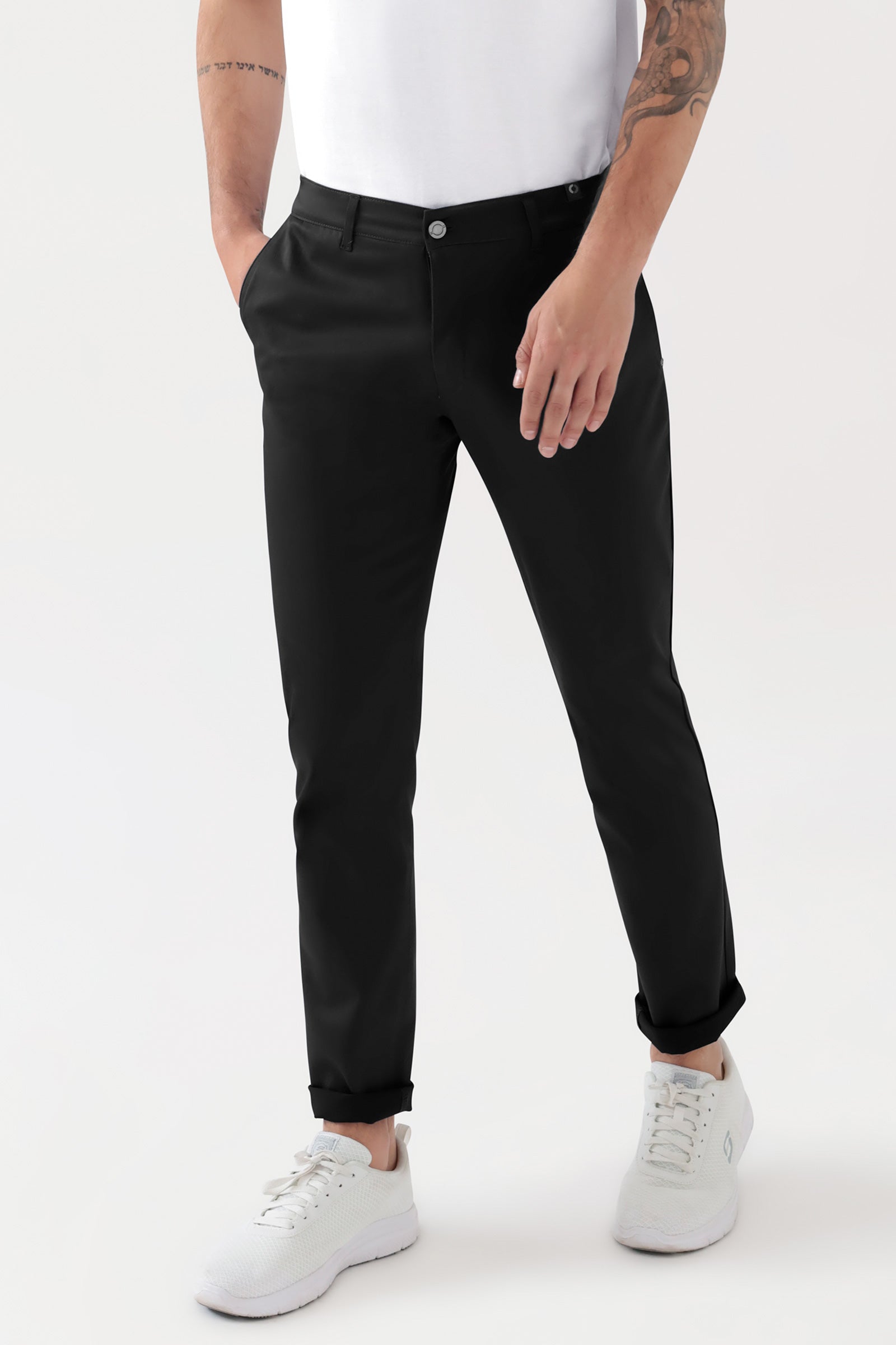 COMFY FLEX Pantalon Homme - Style Chino noir, Vue de face 