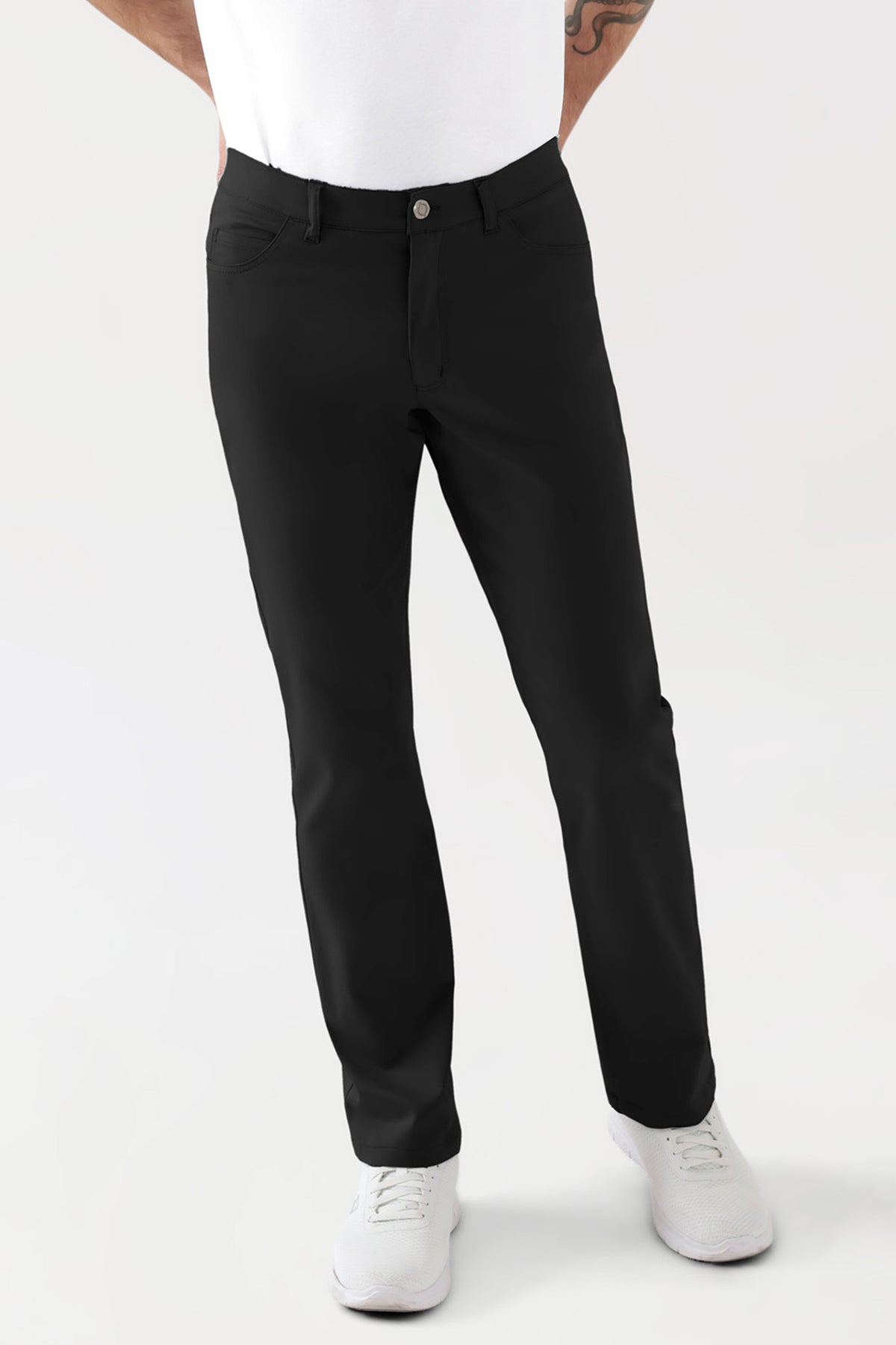 COMFY FLEX Pantalon 5 poches Homme - Jambe droite noir, Vue de face 