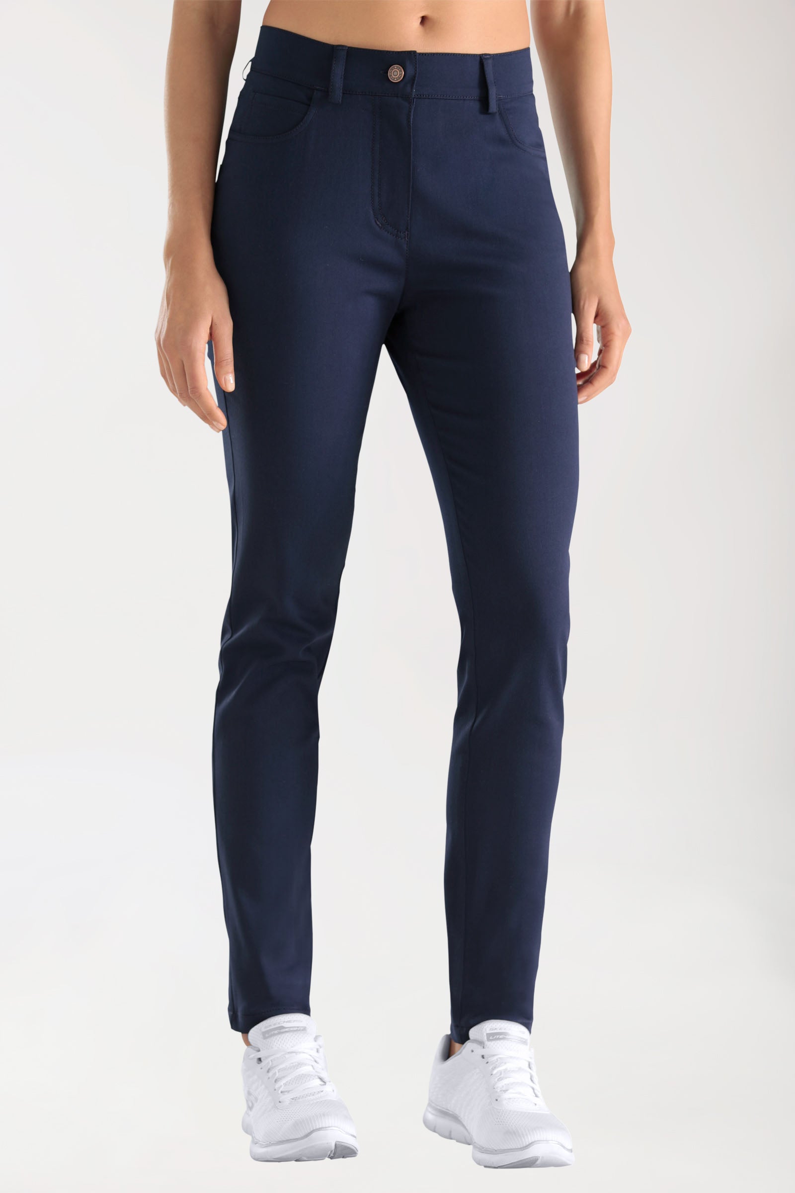 Pantalon 5 poches Femme Stretch - Jambe fine navy