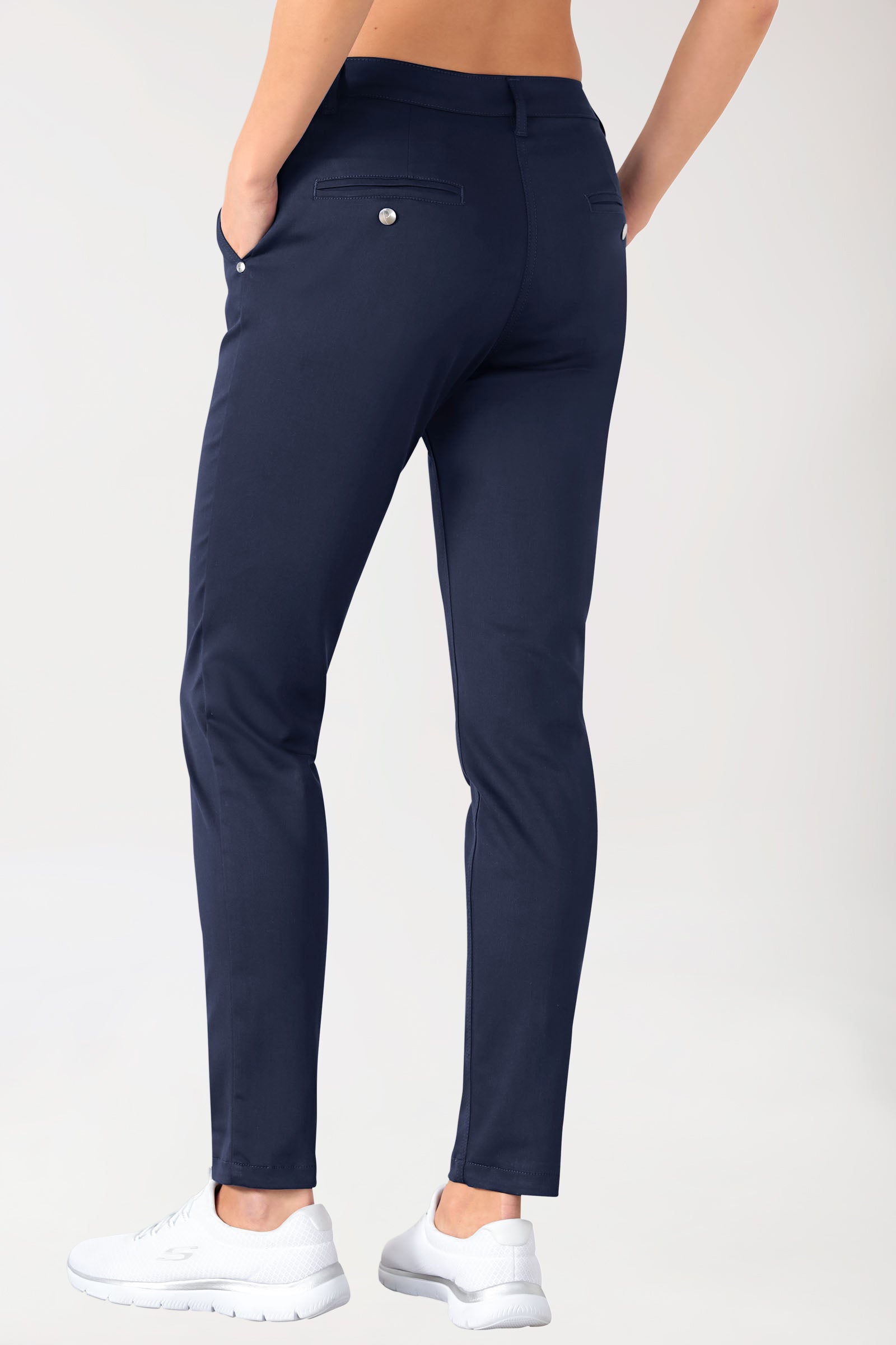 Pantalon Stretch Femme - Style Chino navy, Vue de face 