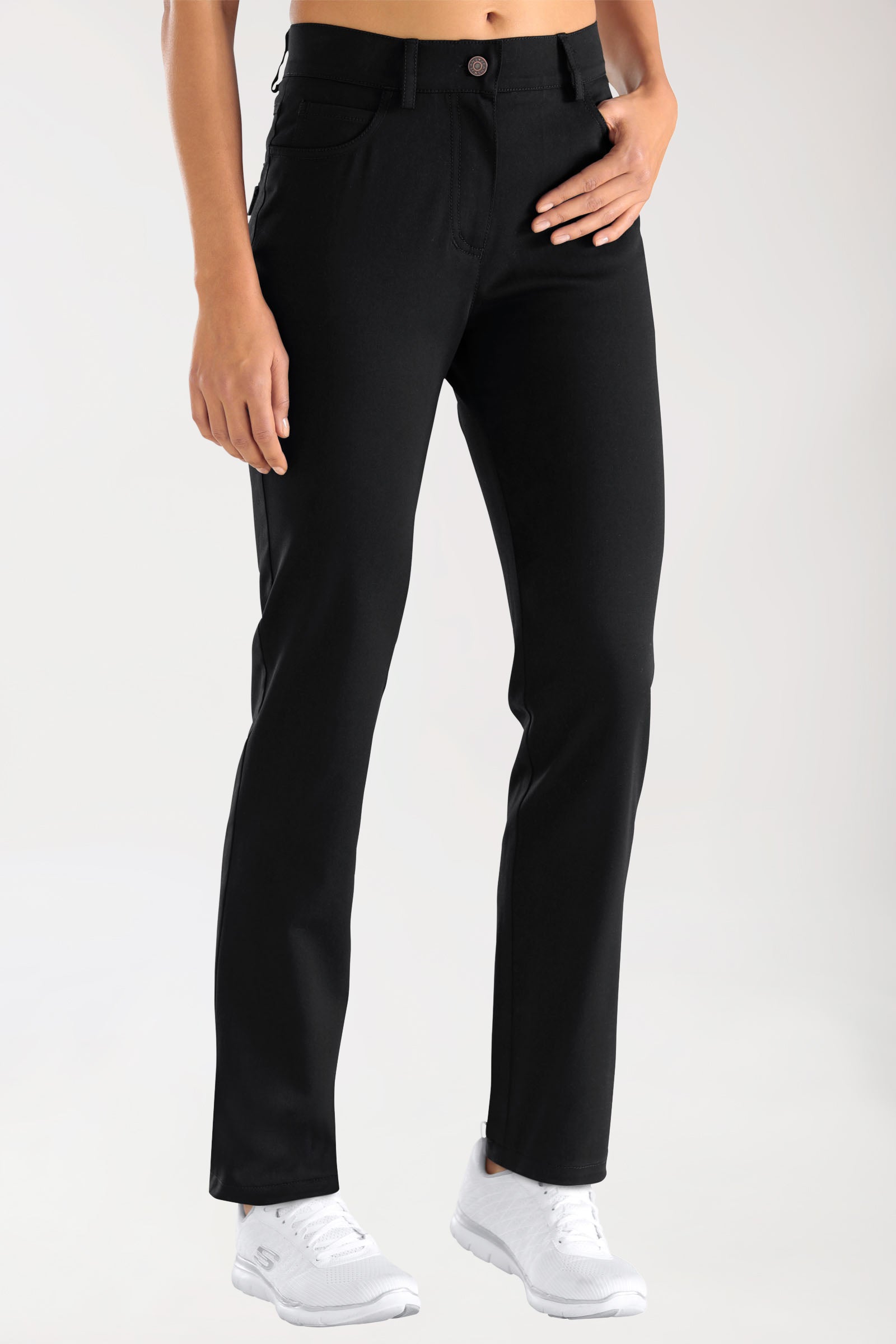 Pantalon 5 poches Femme Stretch - Jambe droite noir
