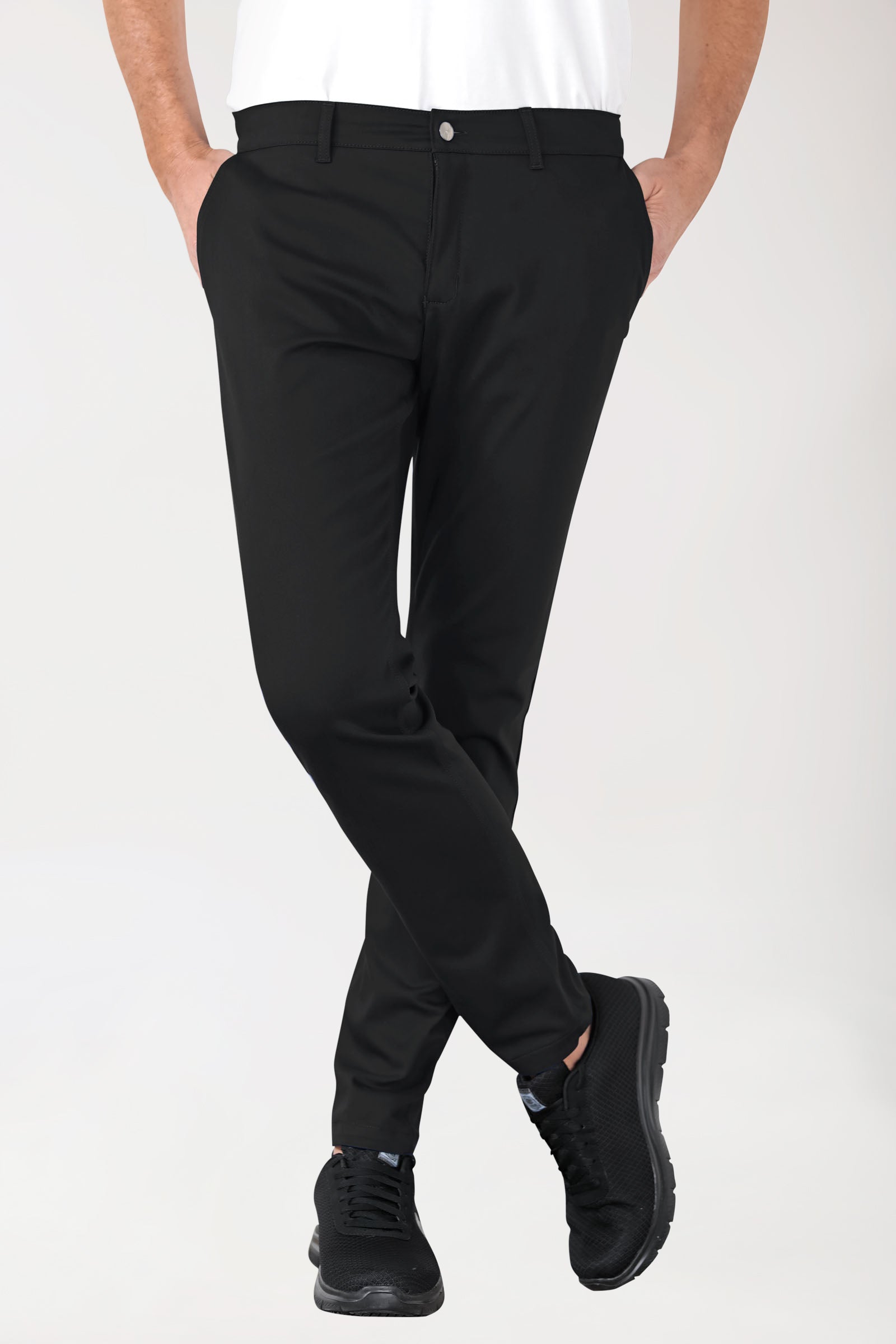 Pantalon Stretch Homme - Style Chino noir, Vue de face 