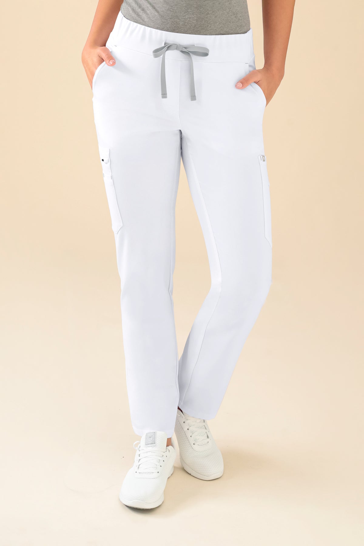 KAERE Pantalon Femme - avec poches cargo blanc